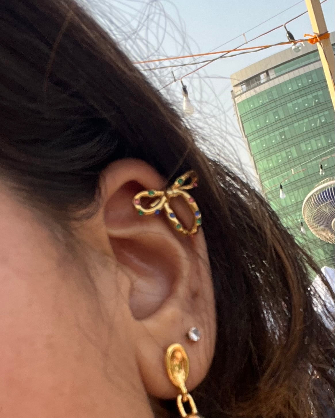Confetti Silver Bow Ear Cuffs