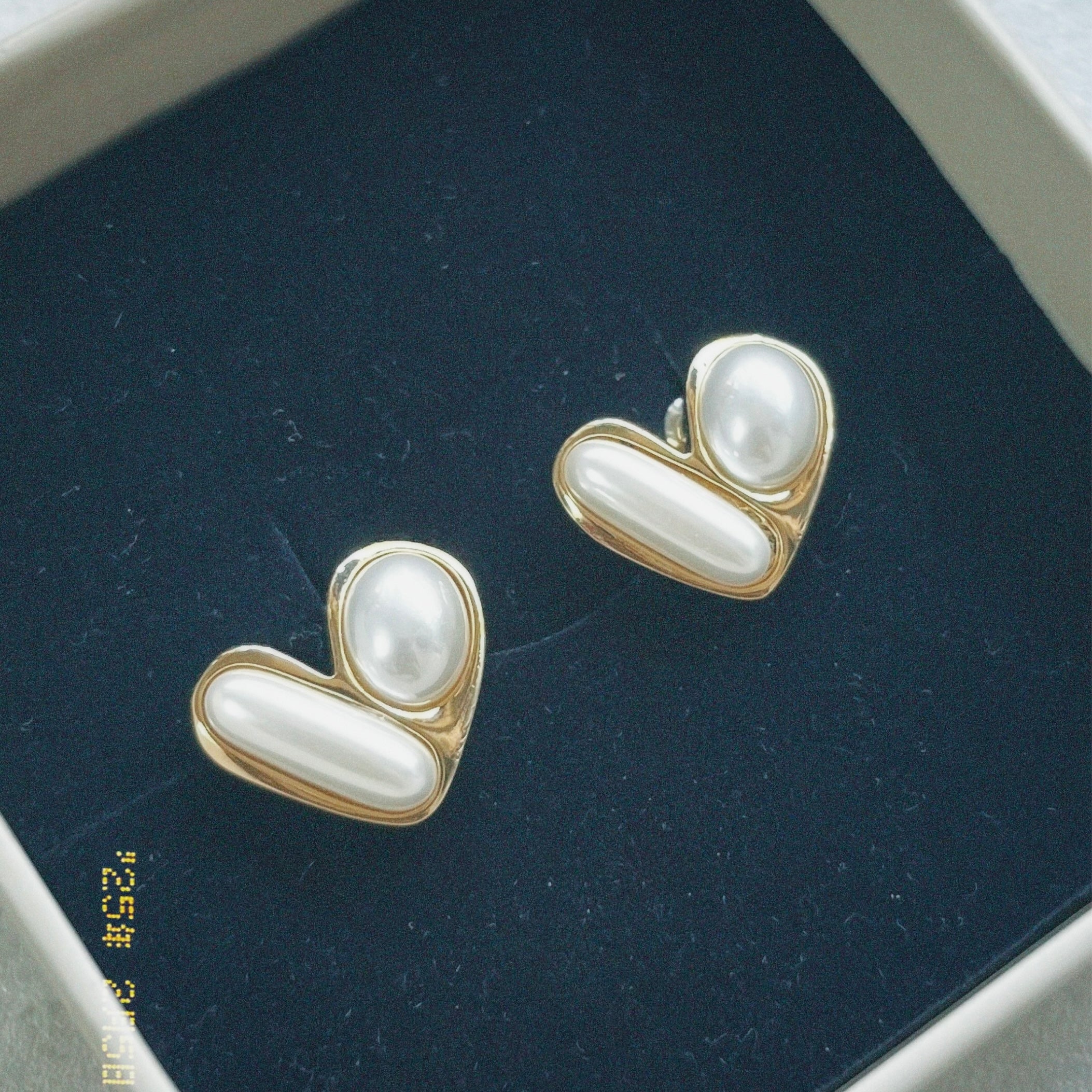 Abstract Pearl Heart Earrings