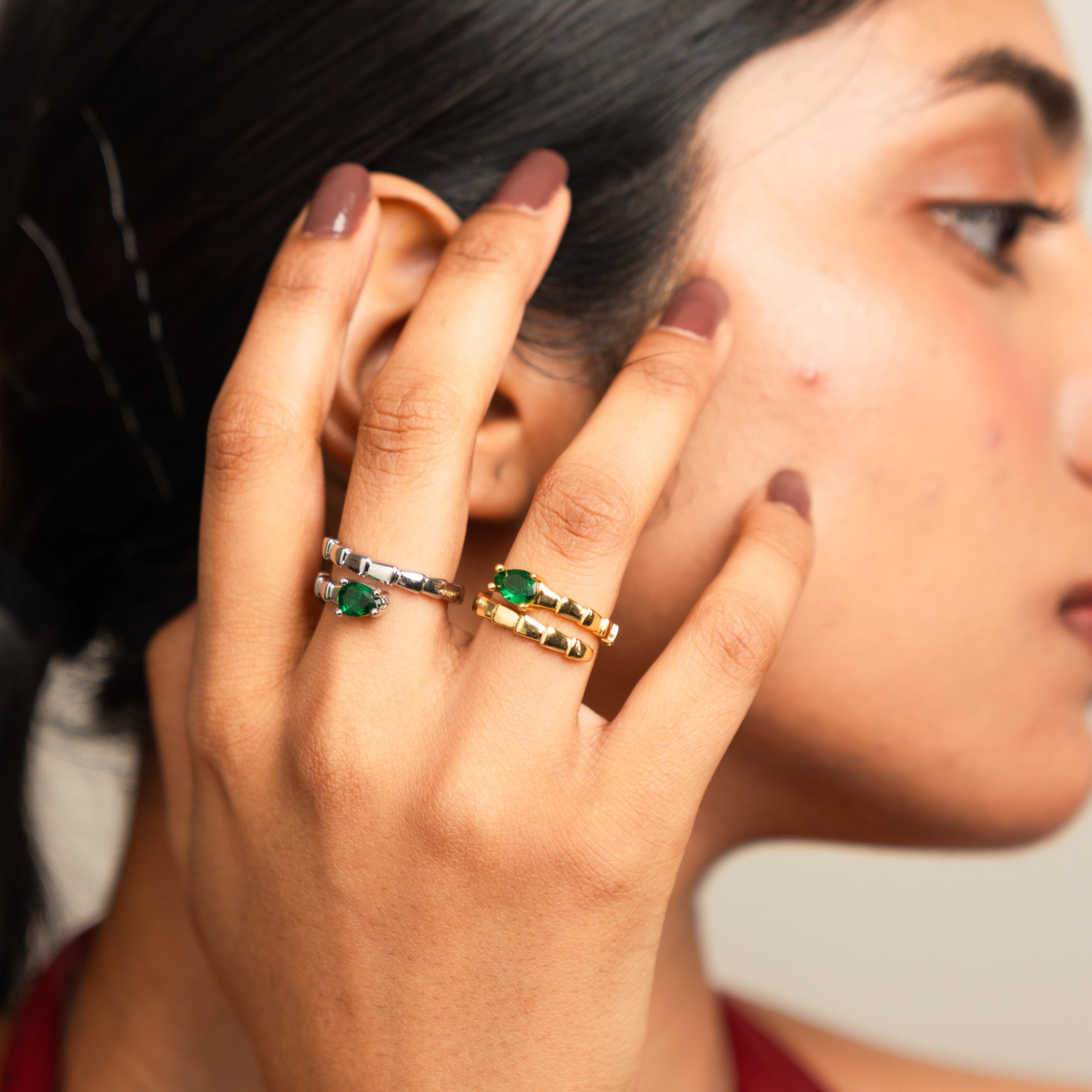 Emerald Snake Ring