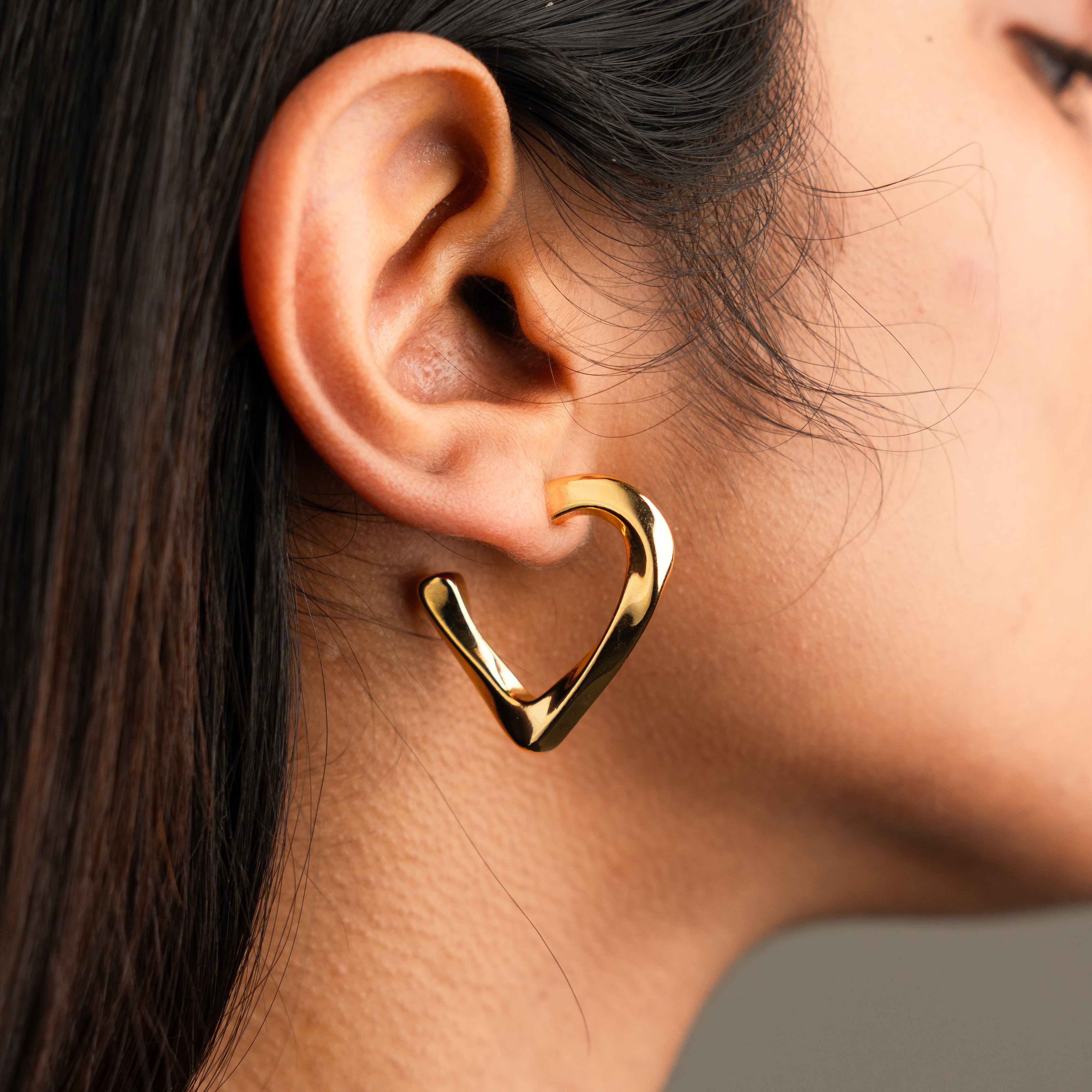 Half-Hearted Hoop Earrings