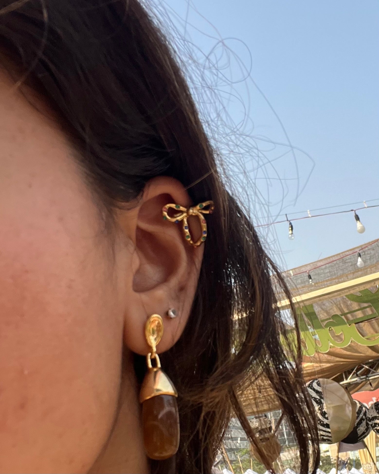 Confetti Silver Bow Ear Cuffs