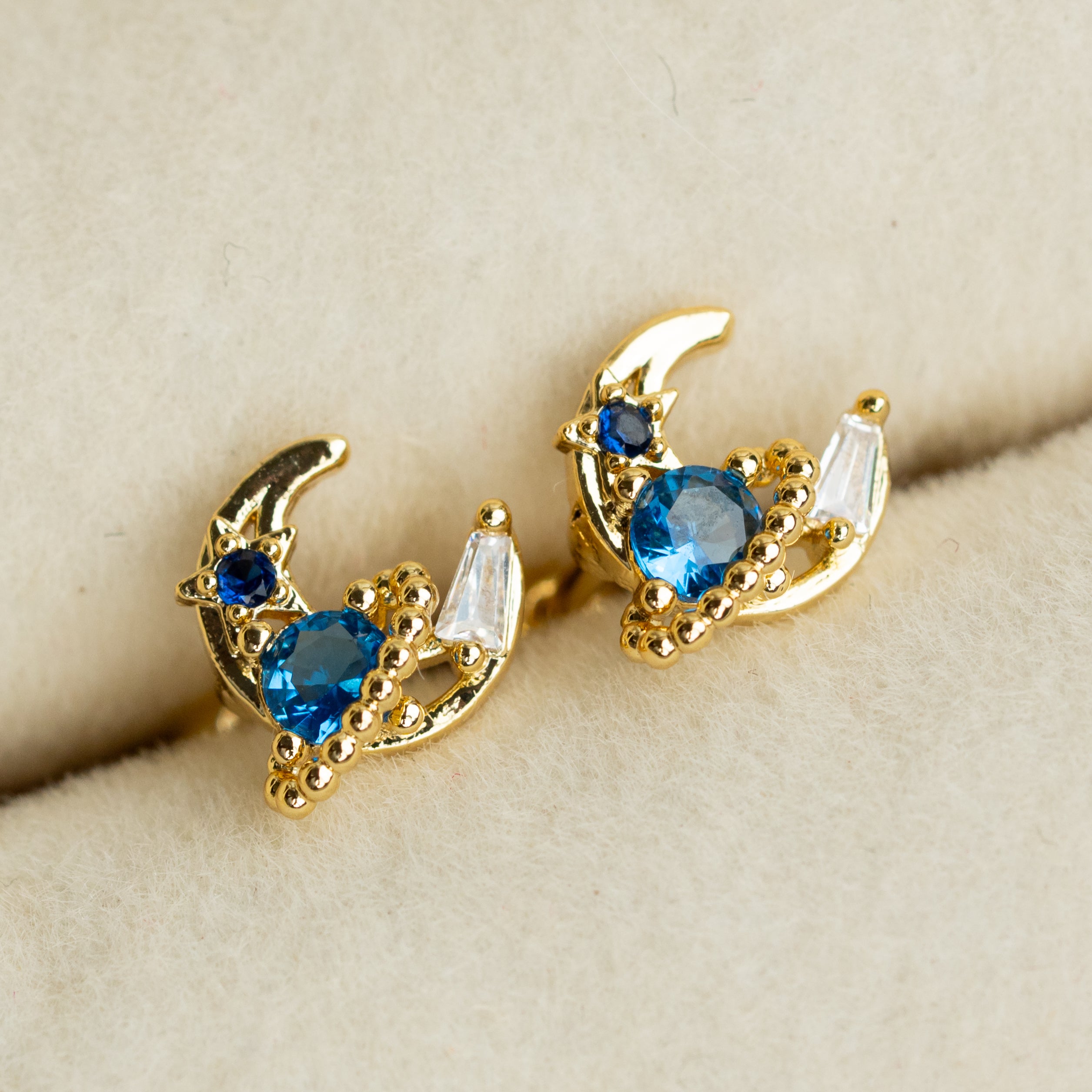 Celeste Blue Moon Stud Earrings