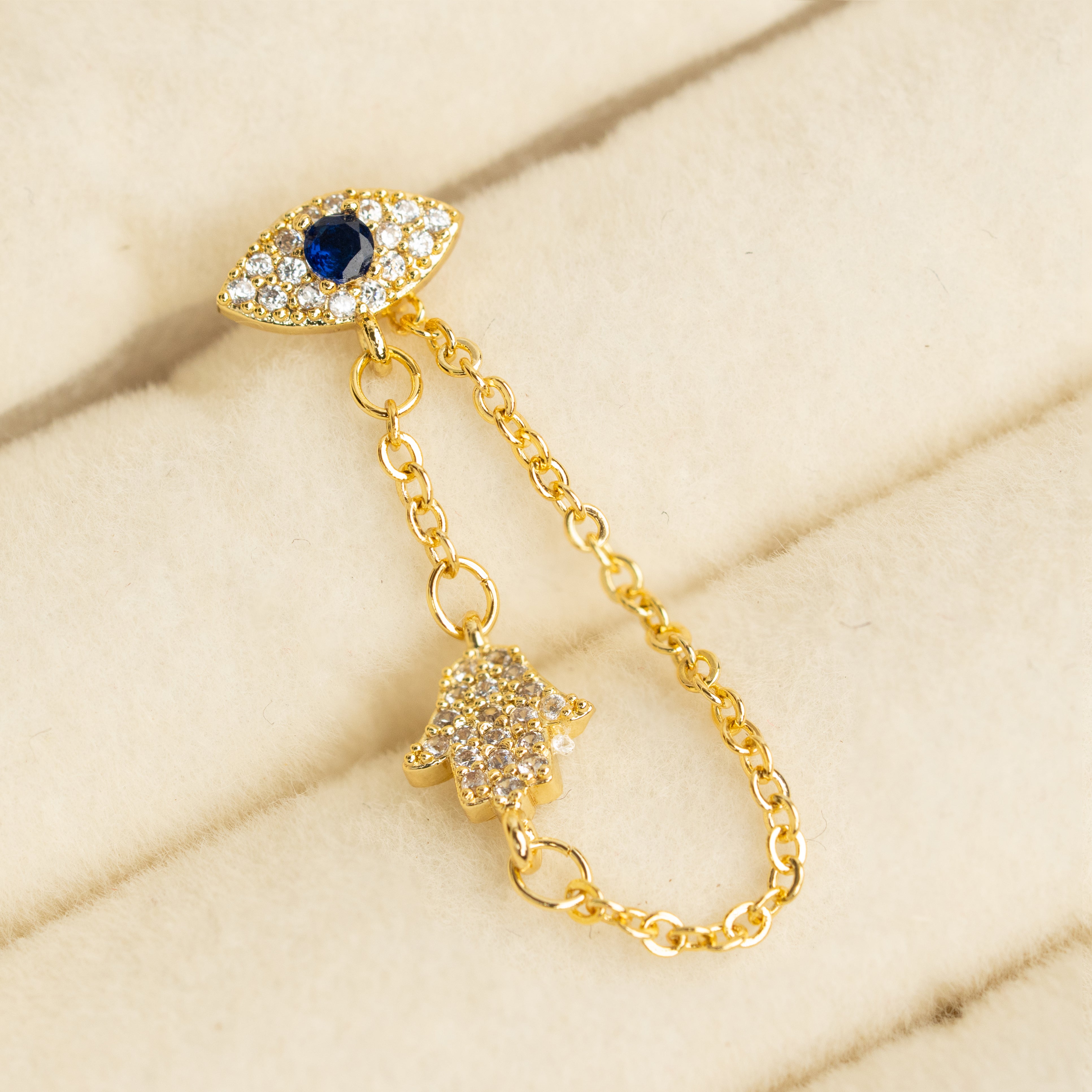 Evil Eye Chain Stud Earrings