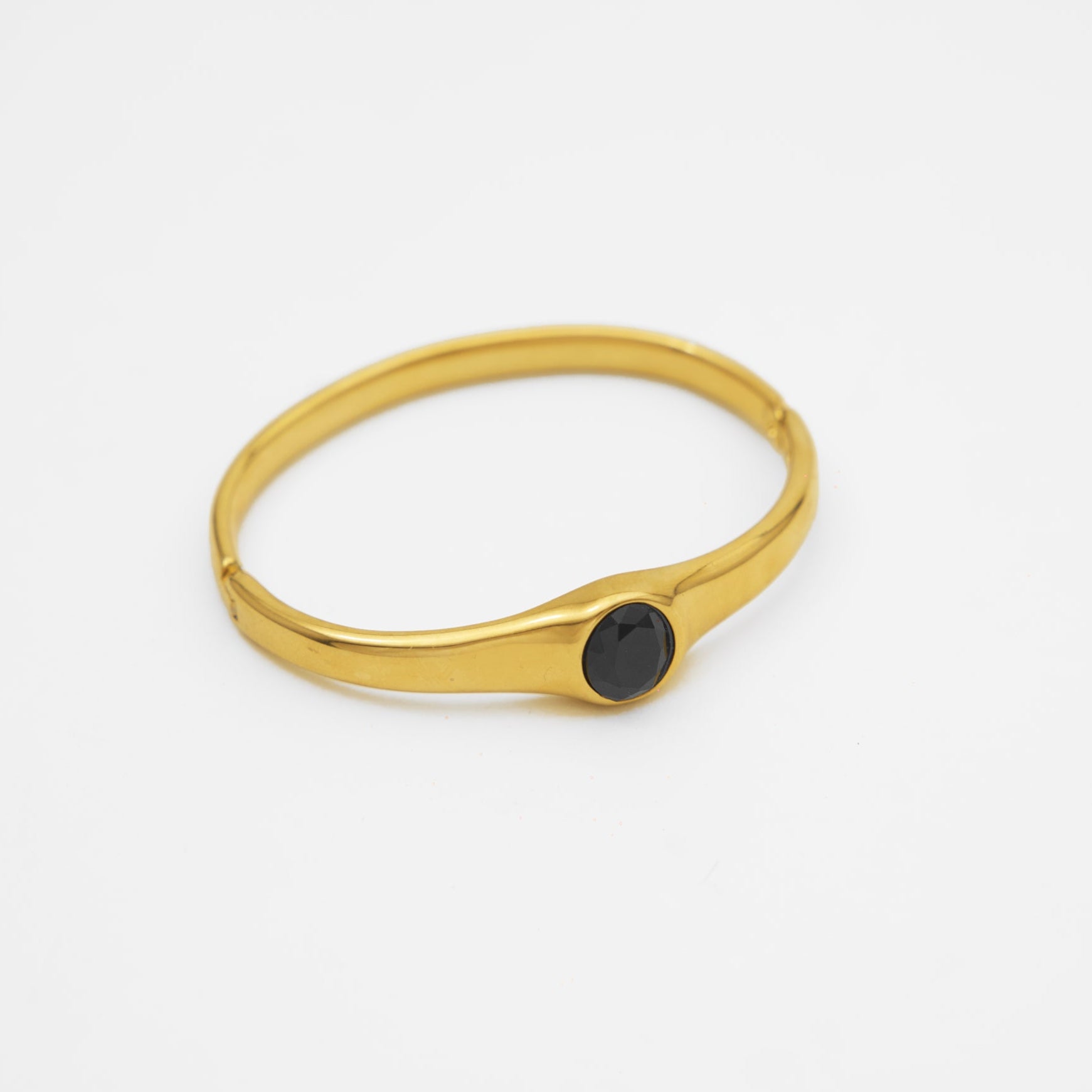 Black Gemstone Cuff Bangle