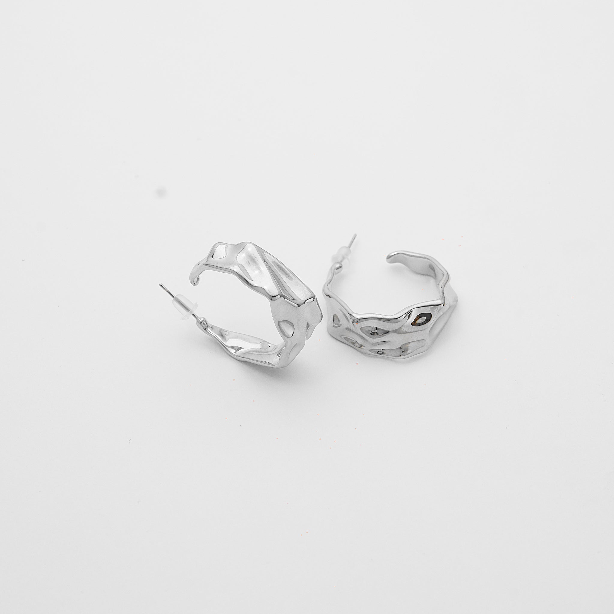 Abstract Silver Hoop Earrings