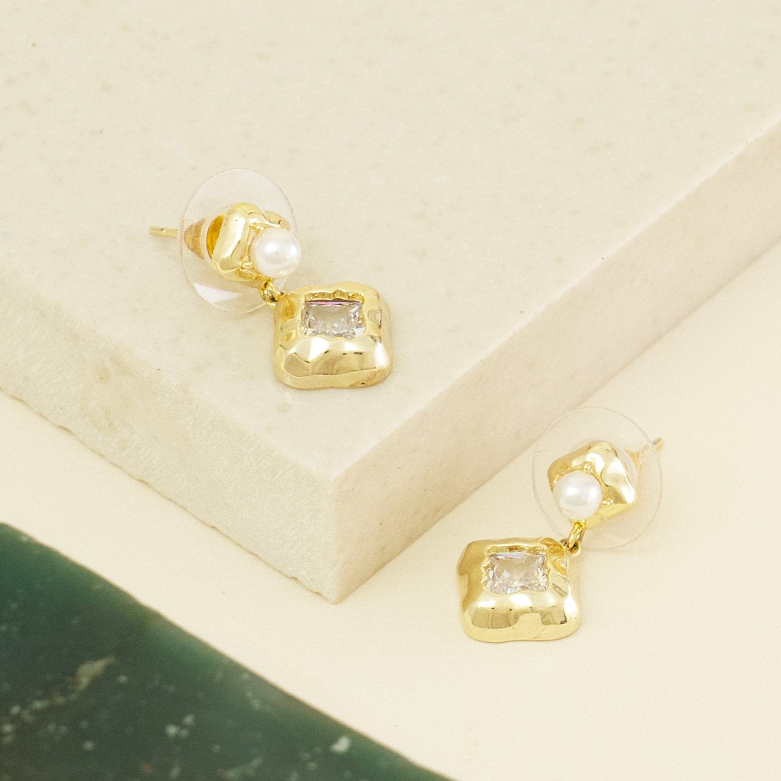 Gleam Square Drop Earrings