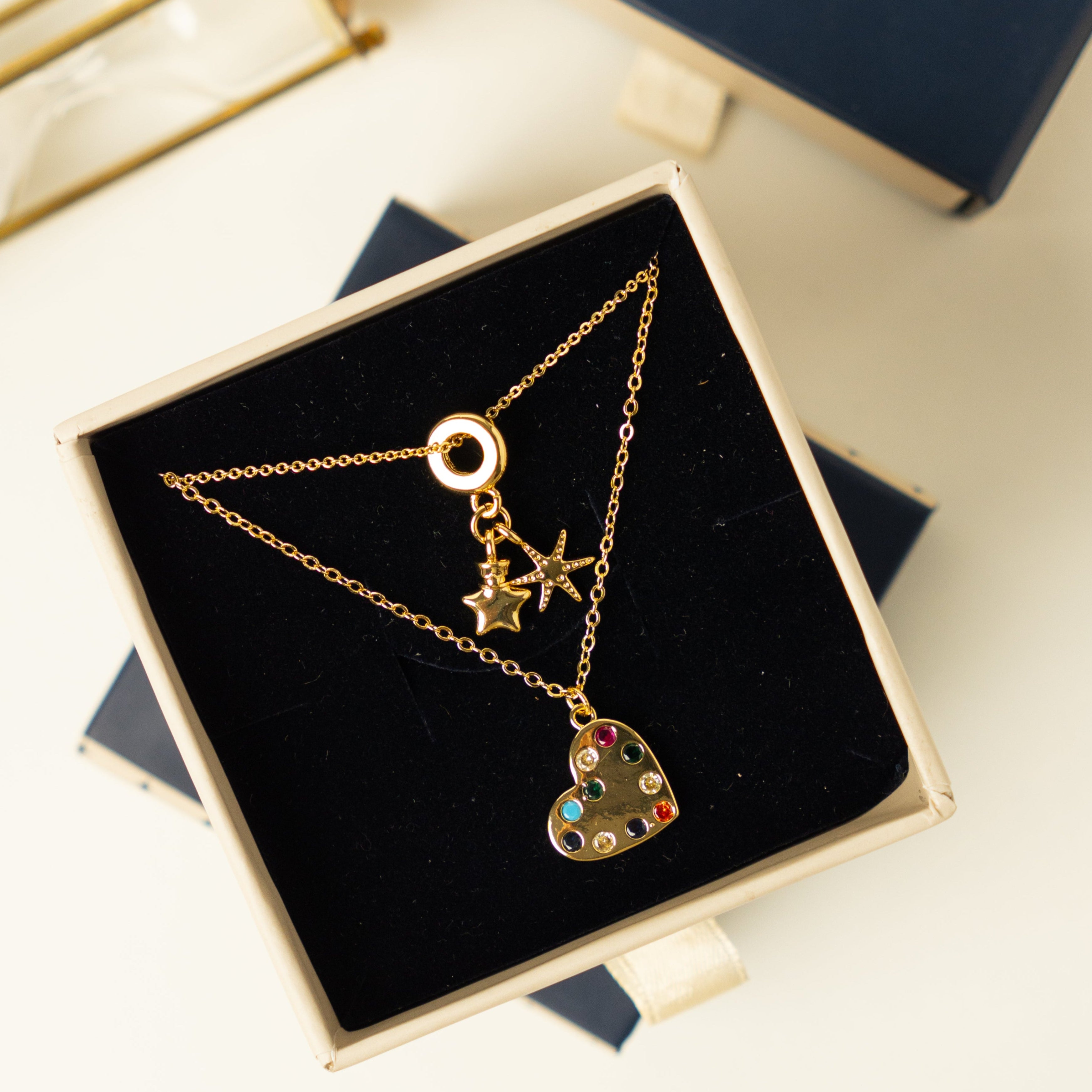 Cosmic Heart & Star Necklace Set