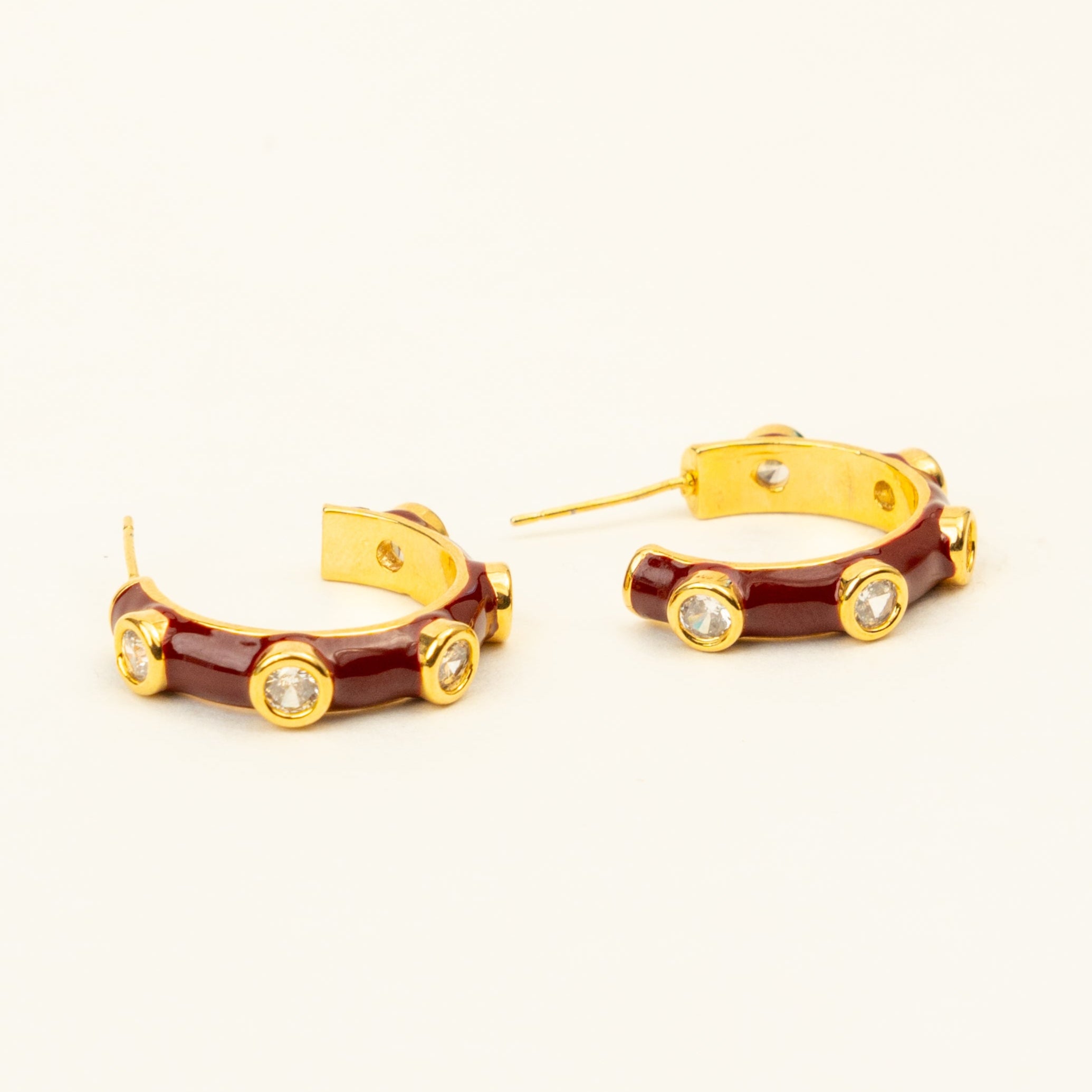 Claret Studded Hoops