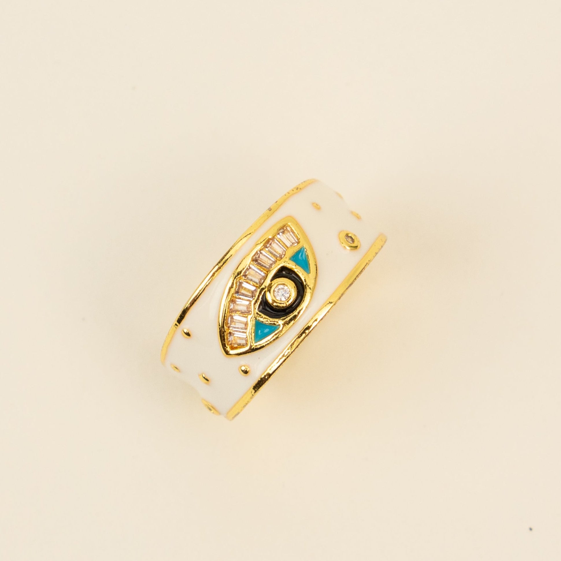 White Evil Eye Ring