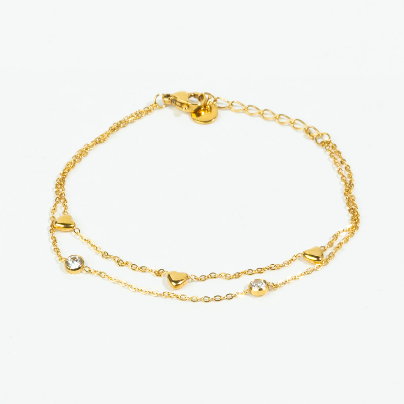 Minimal Heart Layered Bracelet