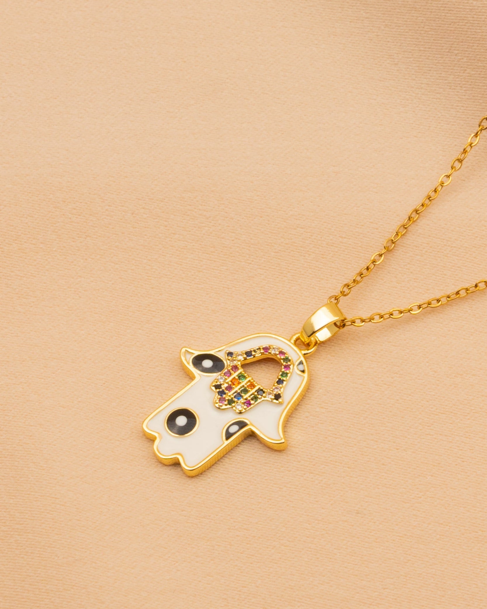 The White Hamsa Necklace