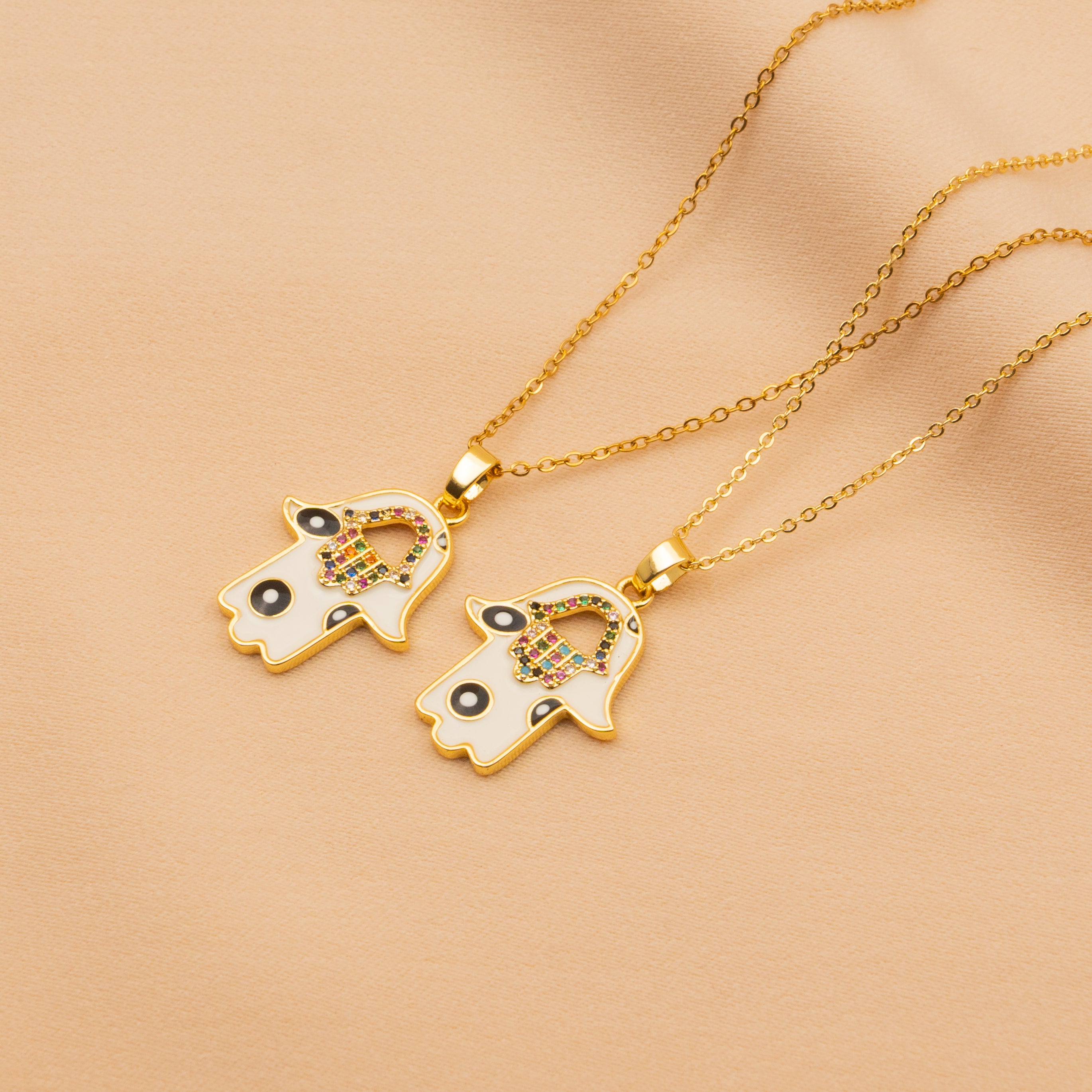 The White Hamsa Necklace