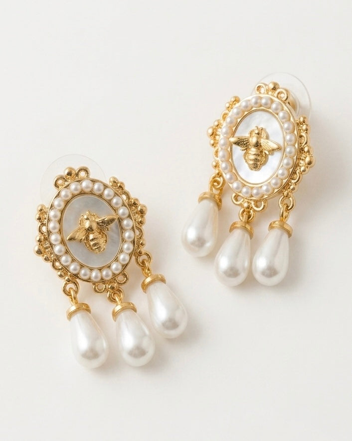 Pearl Medallion Earrings