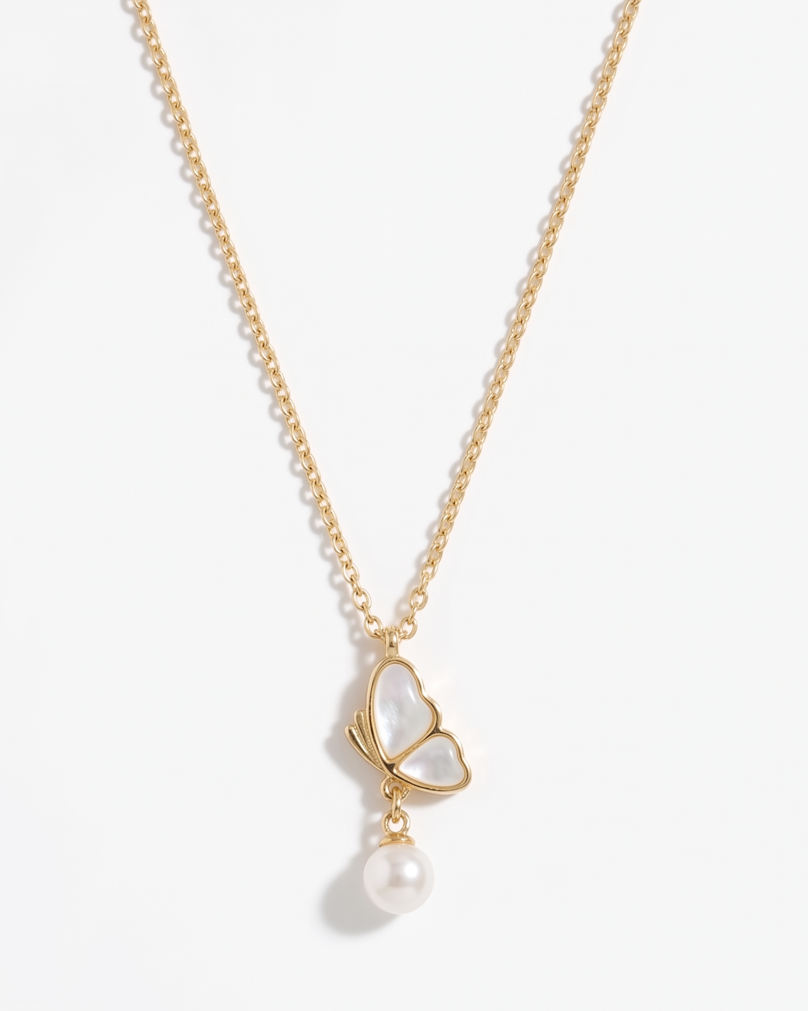 Half Butterfly Pearl Necklace