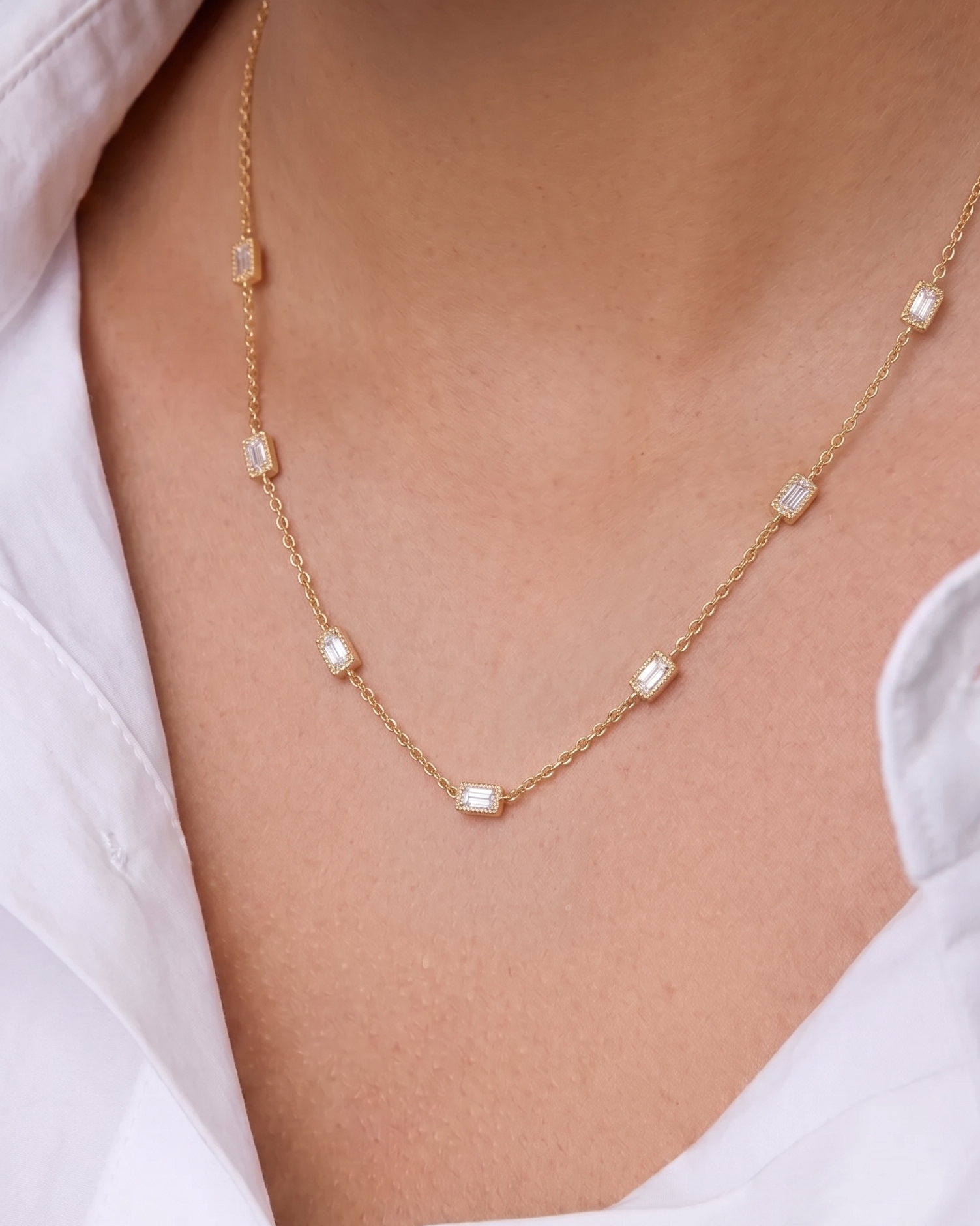 Aurelia Baguette Station Necklace
