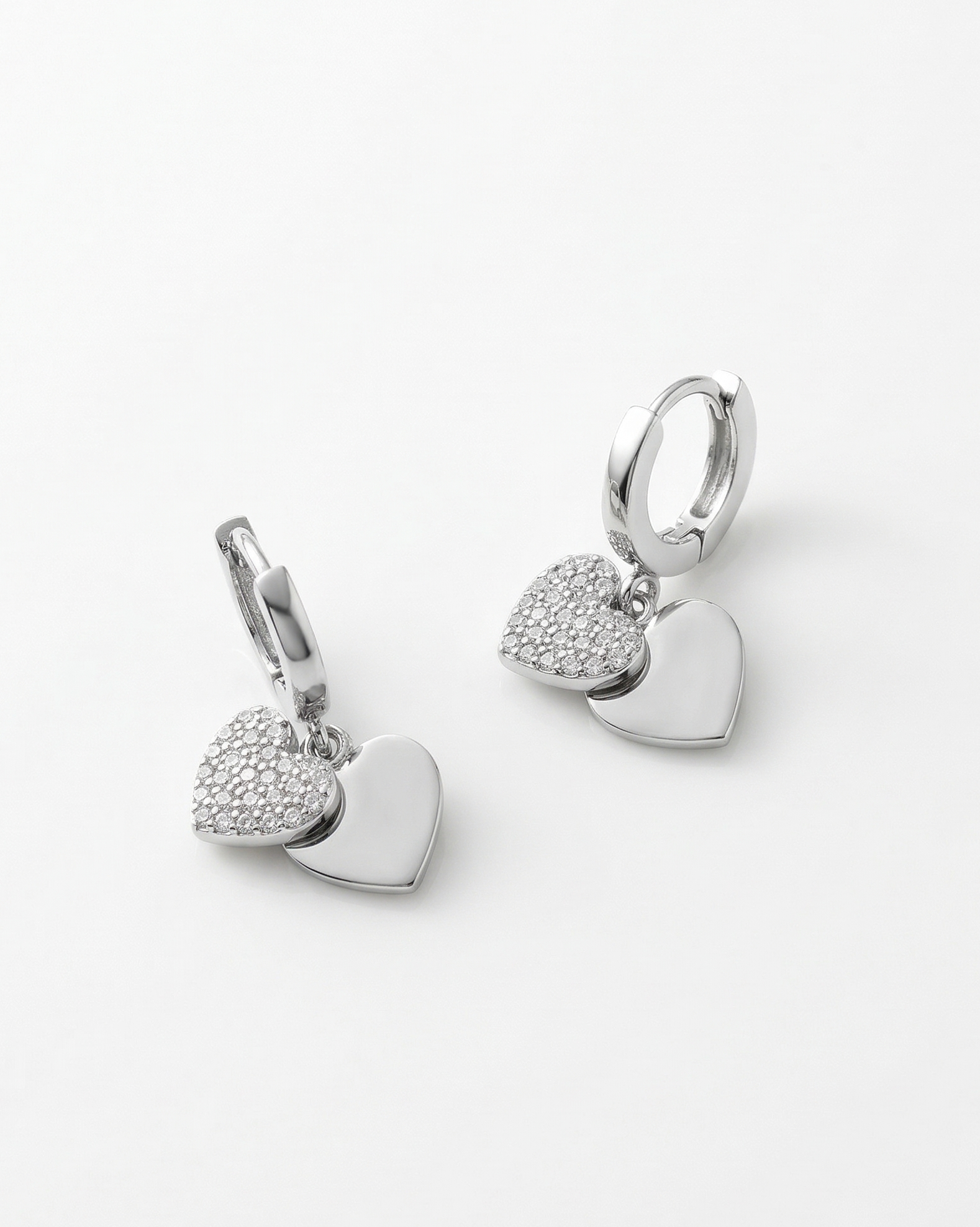 Dual Heart Drop Hoops