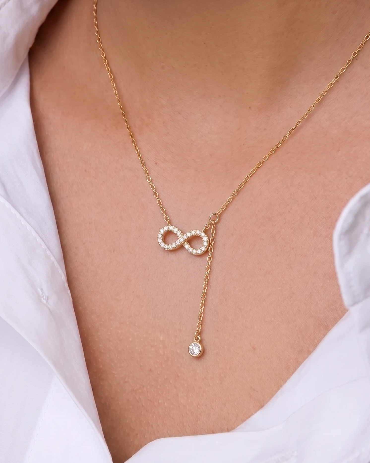 Infinity Muse Drop Necklace