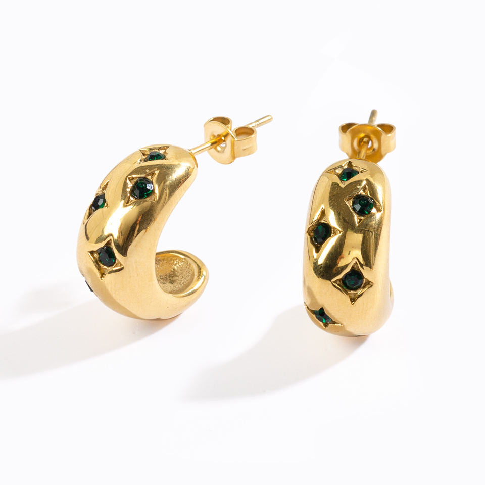 Riga Stones Hoop Earrings