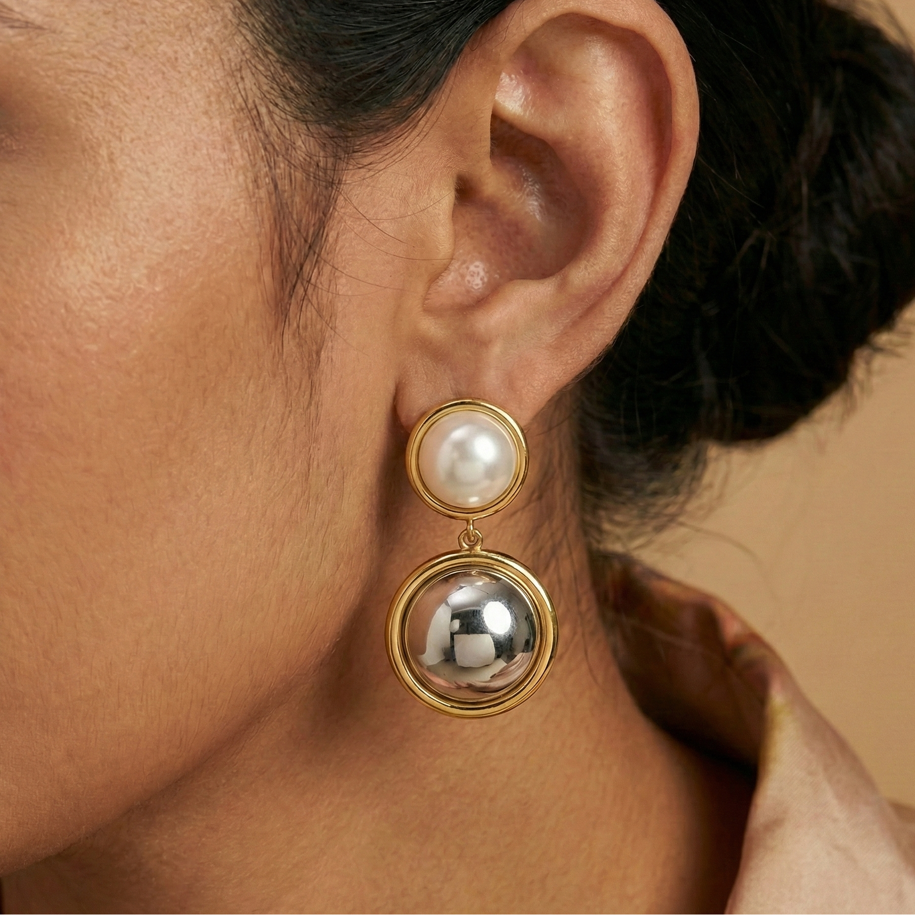 Two Toned Statement Earrings