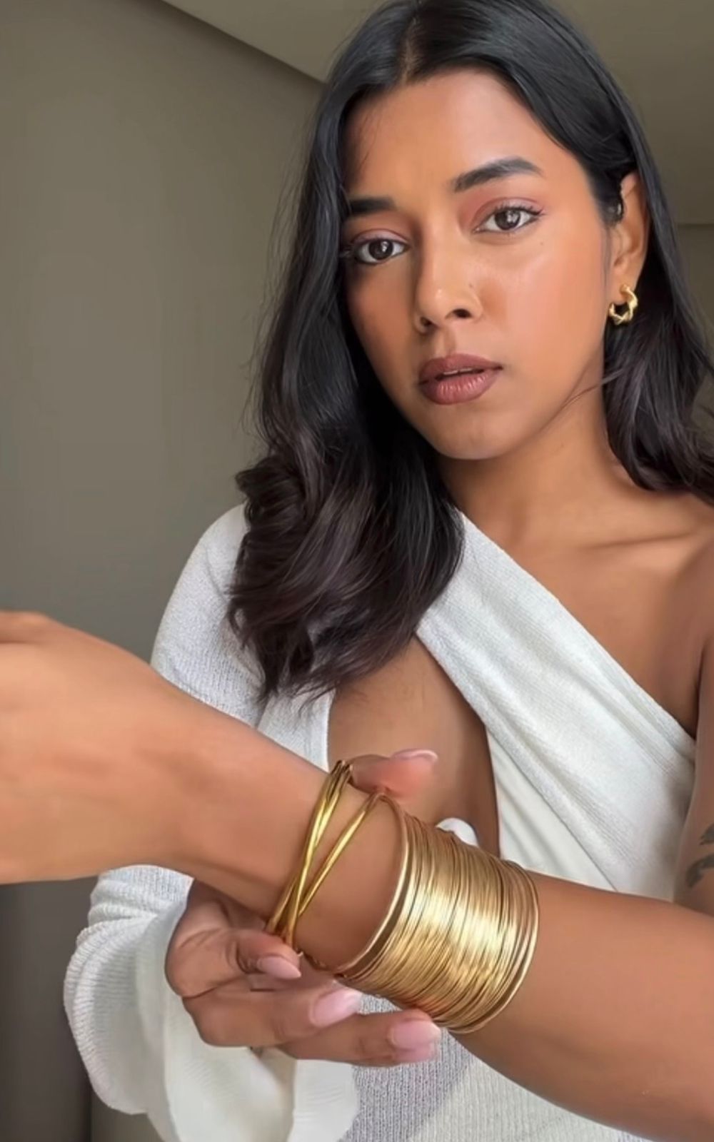 Triple Toned Curve Bangle