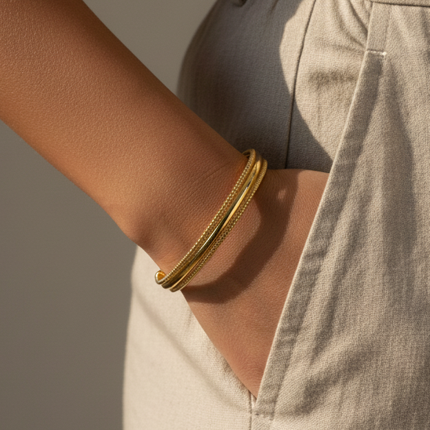 Seraphine Double-Line Cuff Bangle