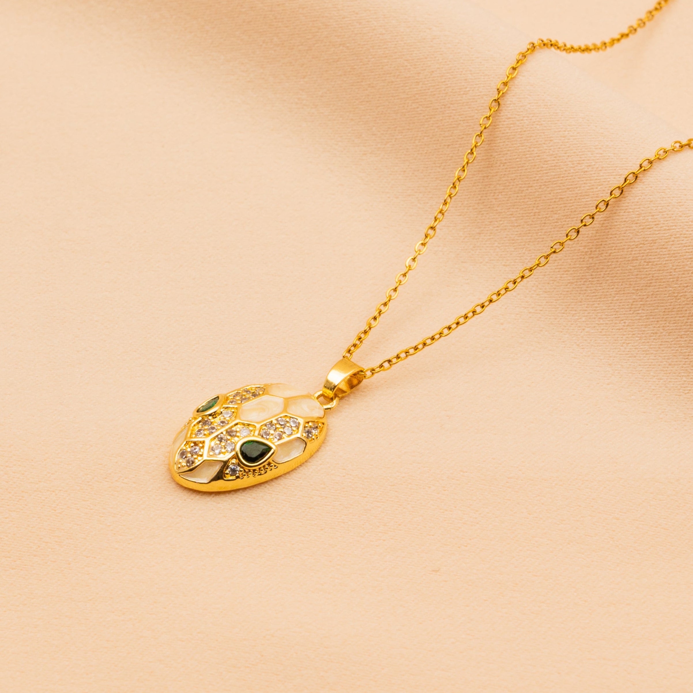 The White Studded Snake Necklace