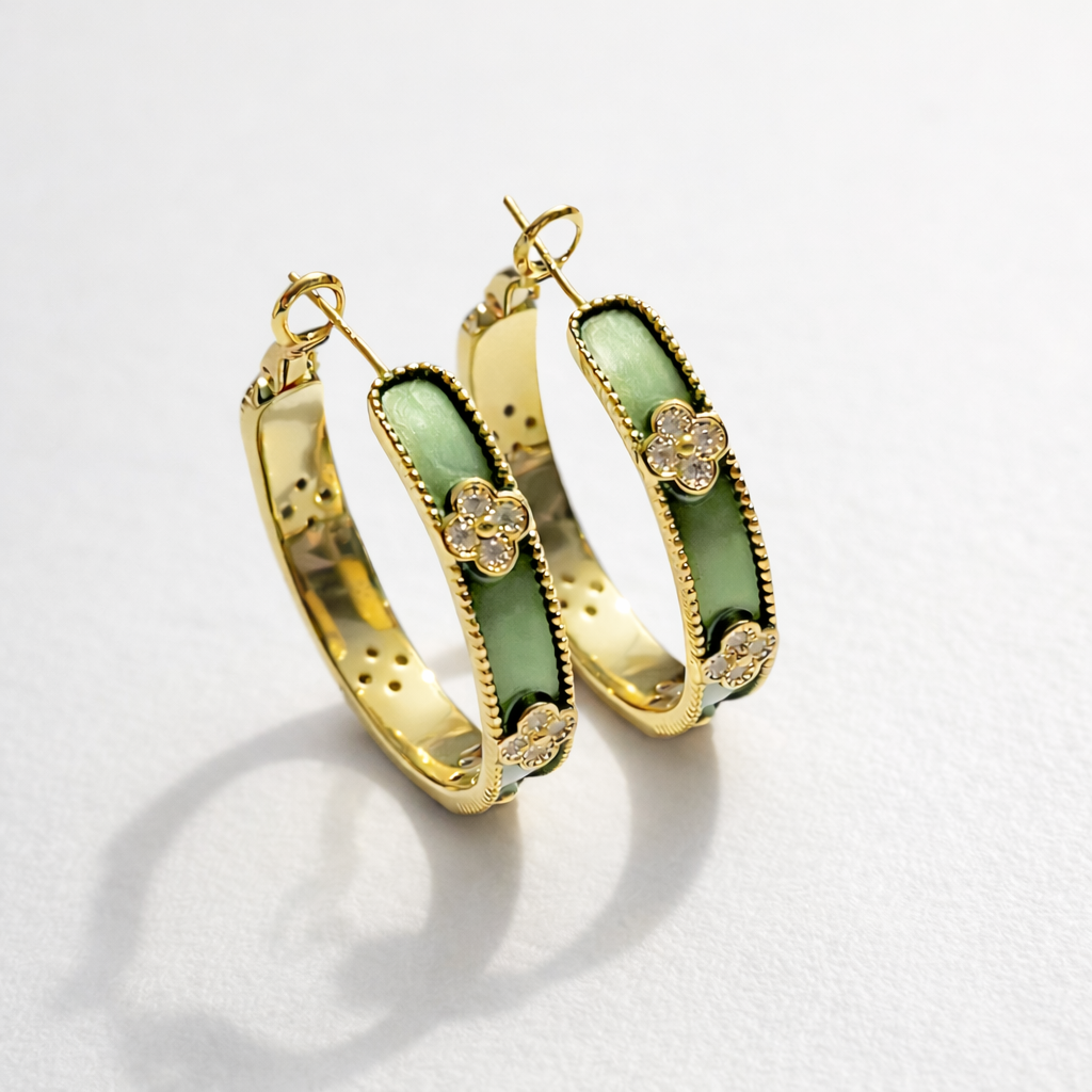 Jade Fleur Hoop Earrings