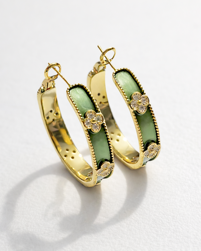 Jade Fleur Hoop Earrings