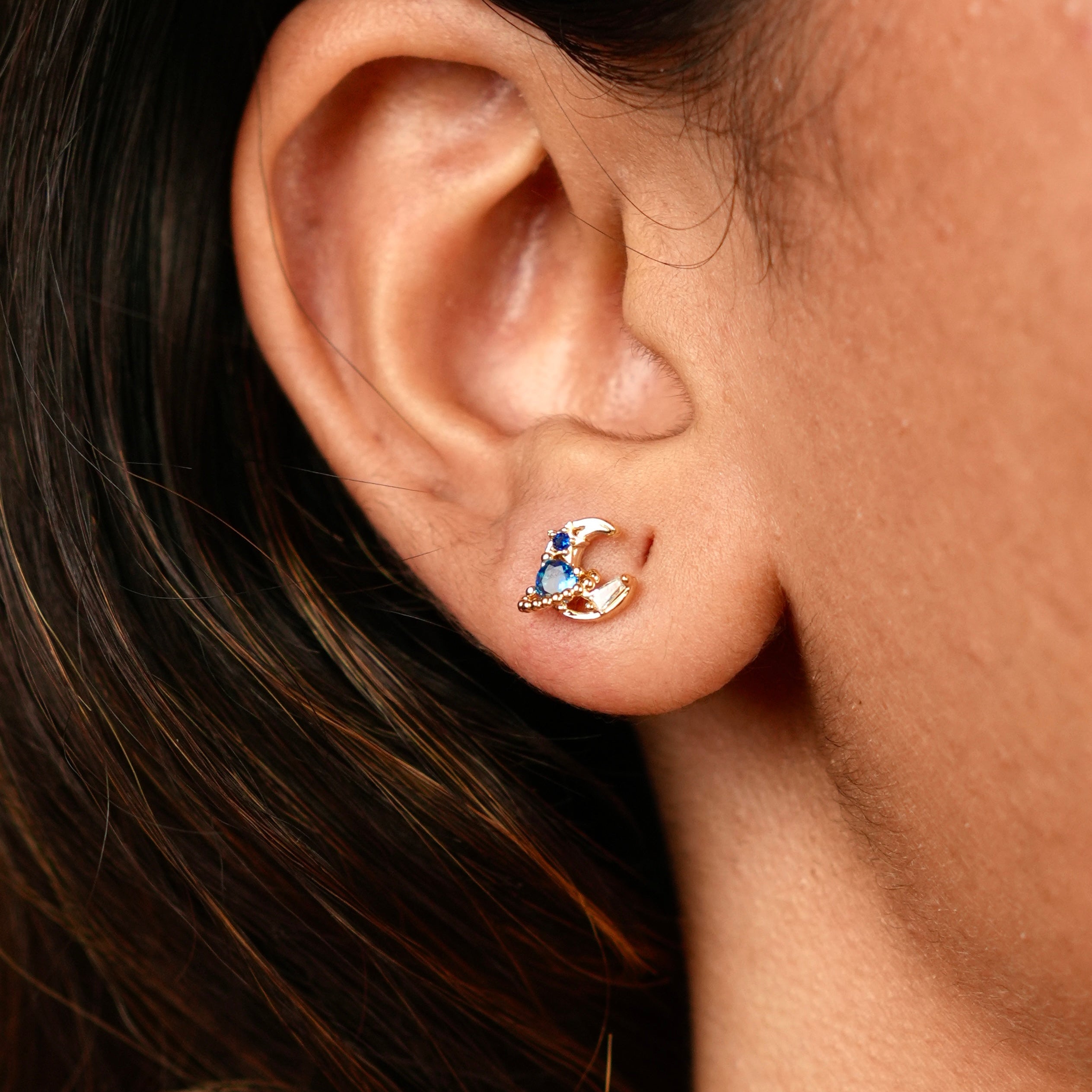 Celeste Blue Moon Stud Earrings