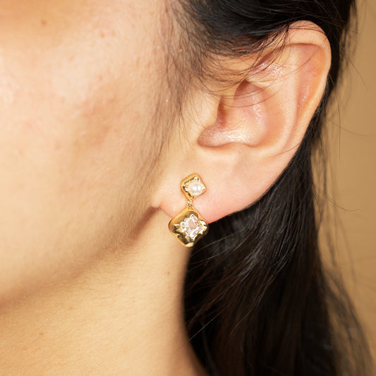 Gleam Square Drop Earrings