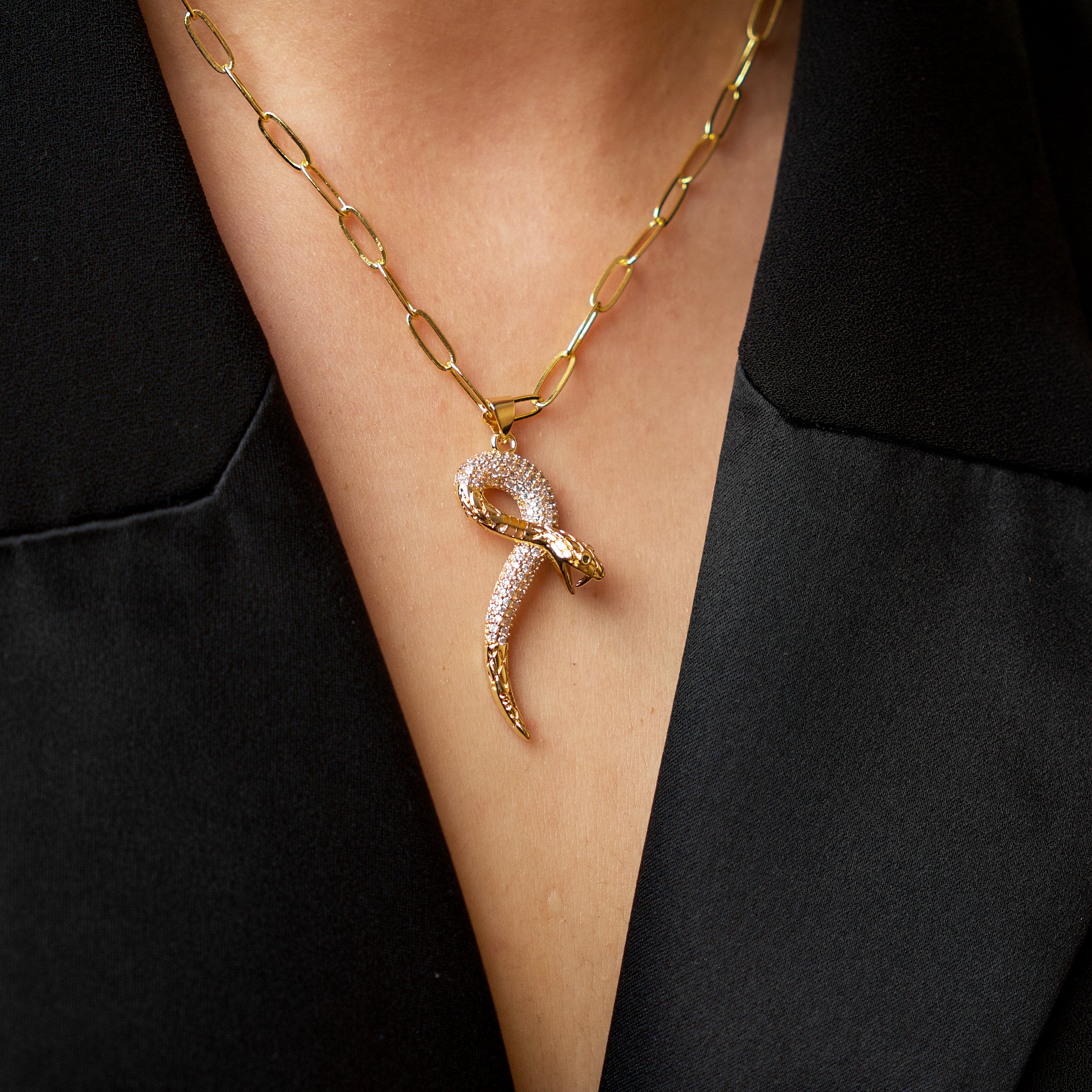 The Studded Snake Link Necklace