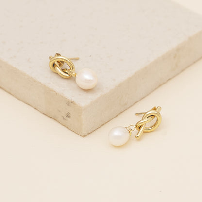 Knotted Pearl Drop Earrings