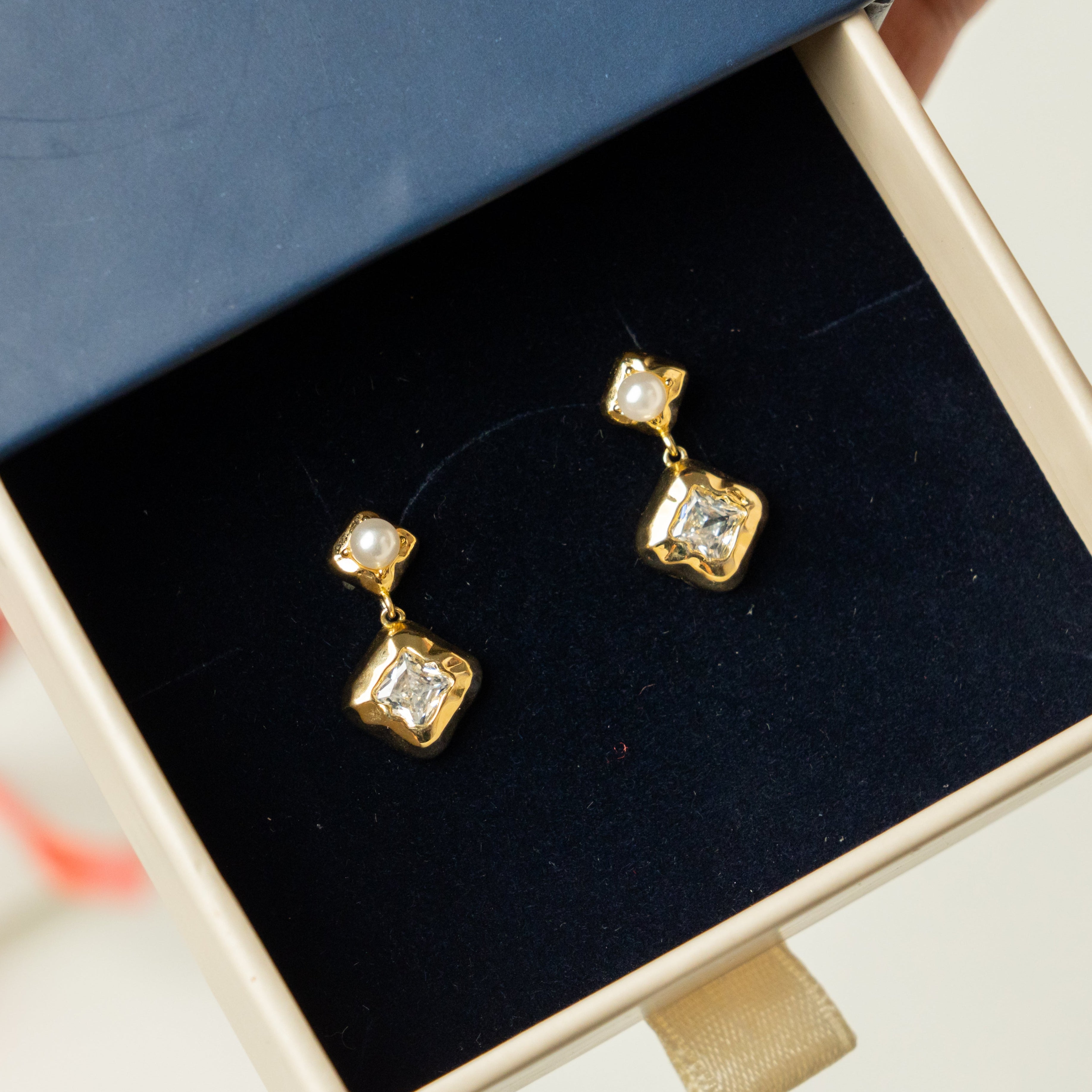 Gleam Square Drop Earrings