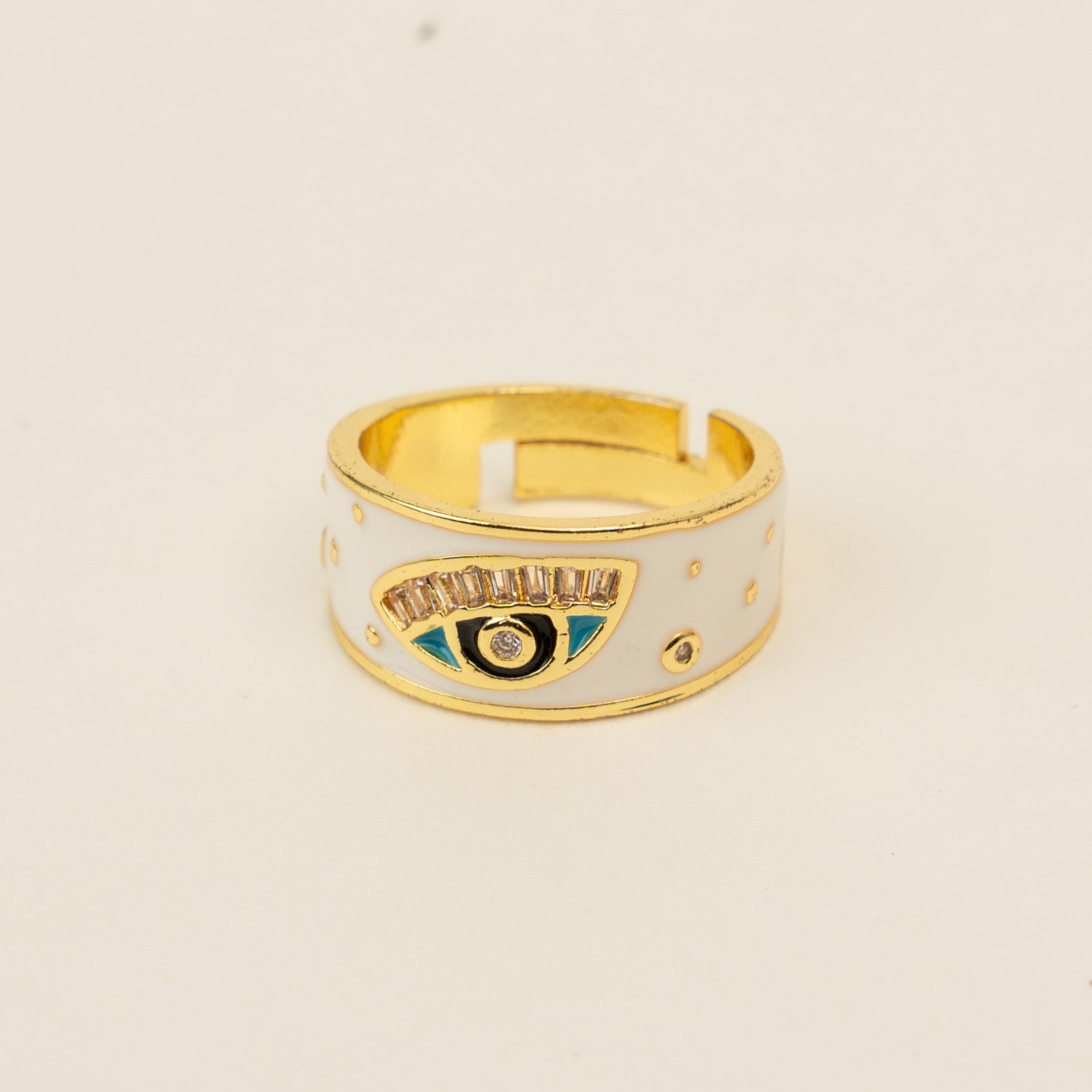 White Evil Eye Ring