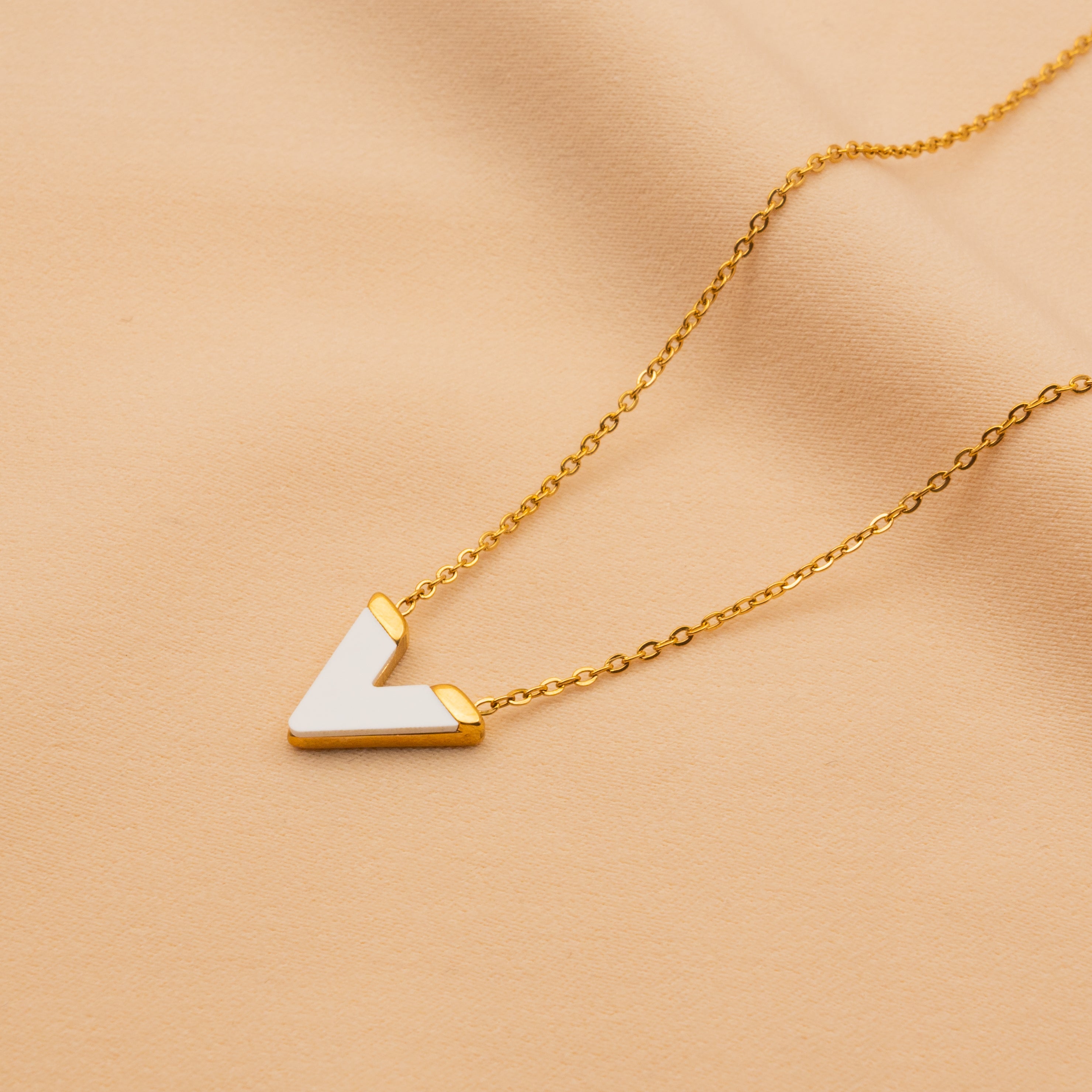 The White V Necklace