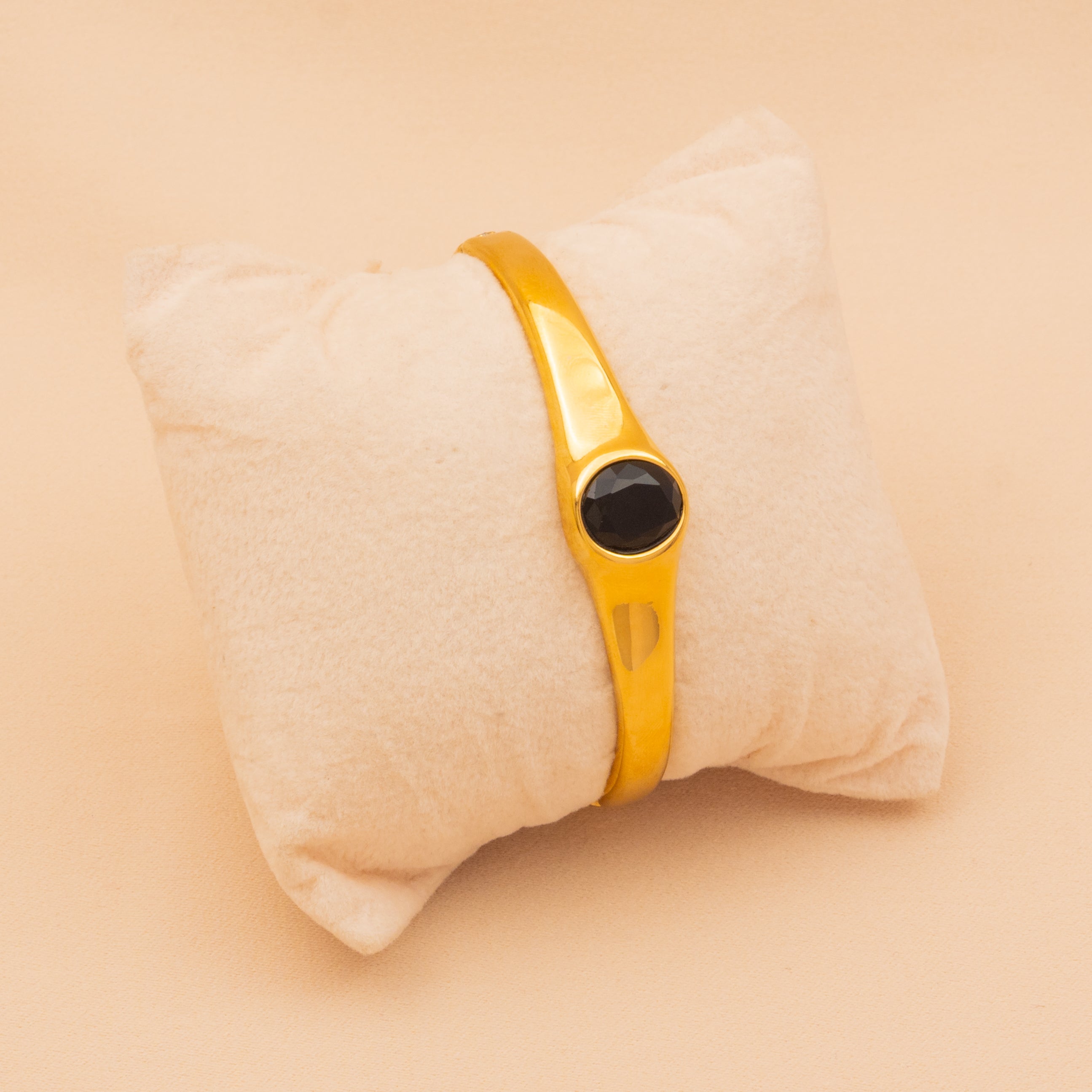 Black Gemstone Cuff Bangle