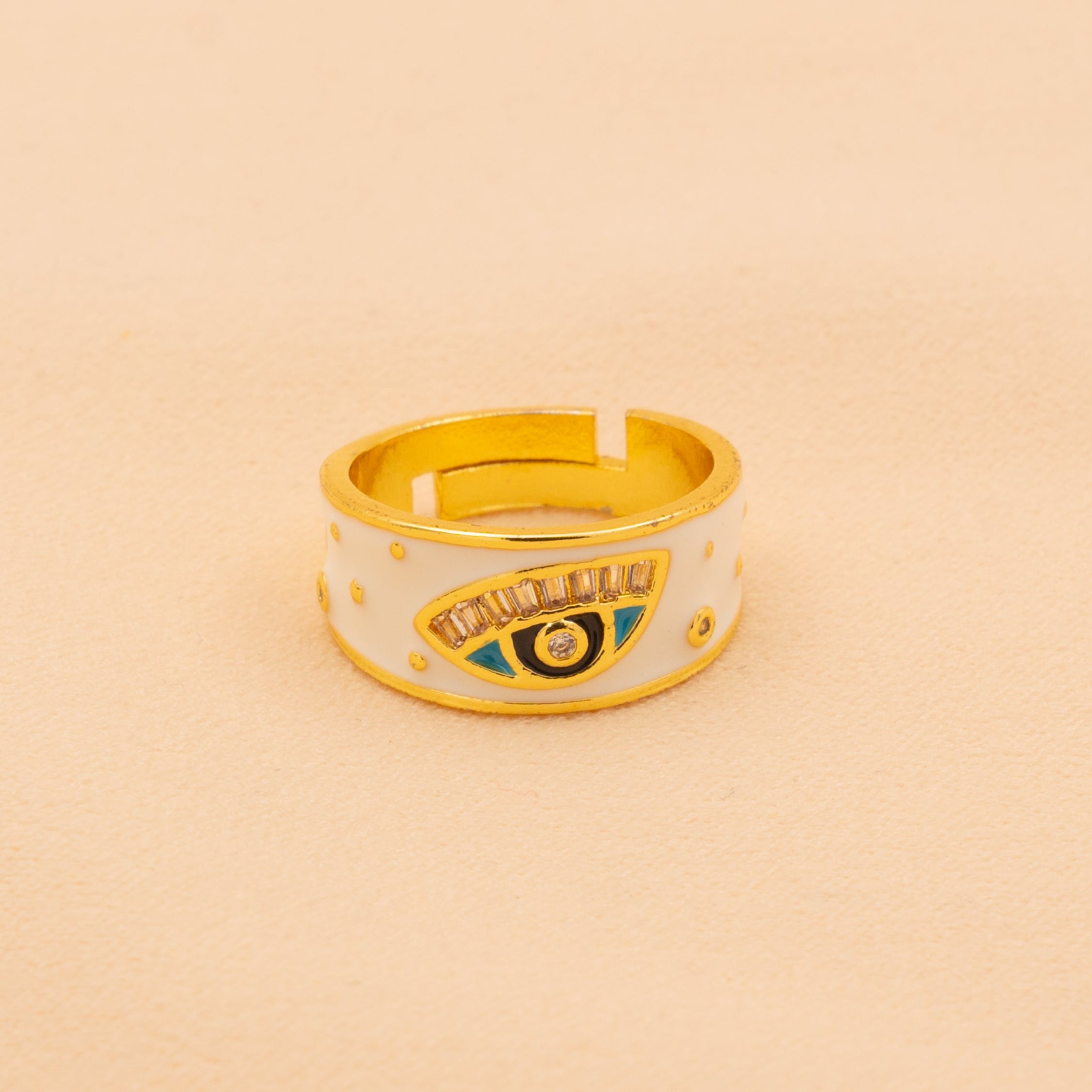 White Evil Eye Ring
