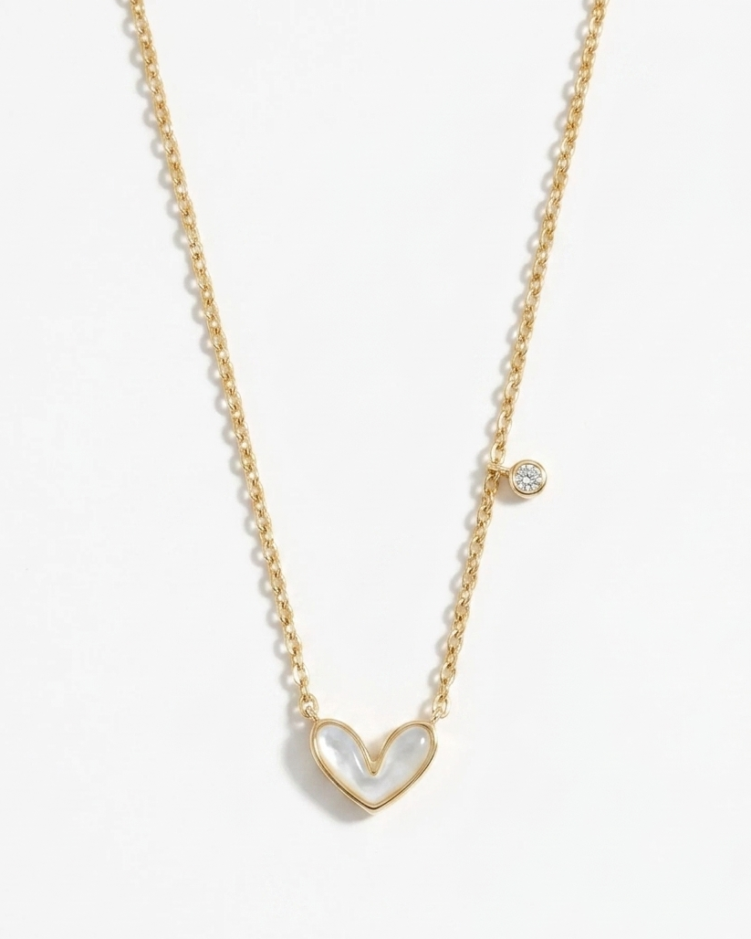 Delicate Pearl Heart Necklace