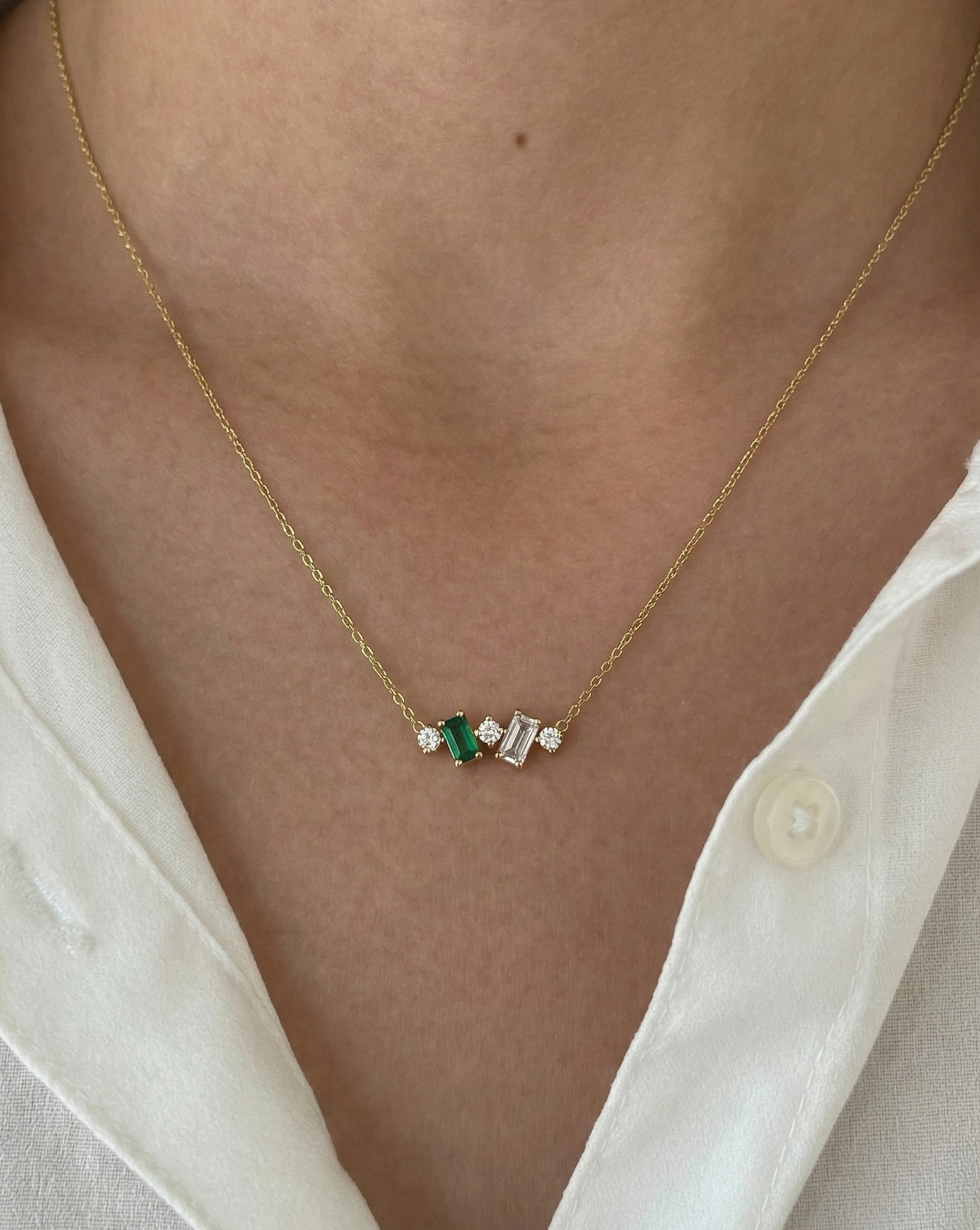 Emerald Bar Necklace