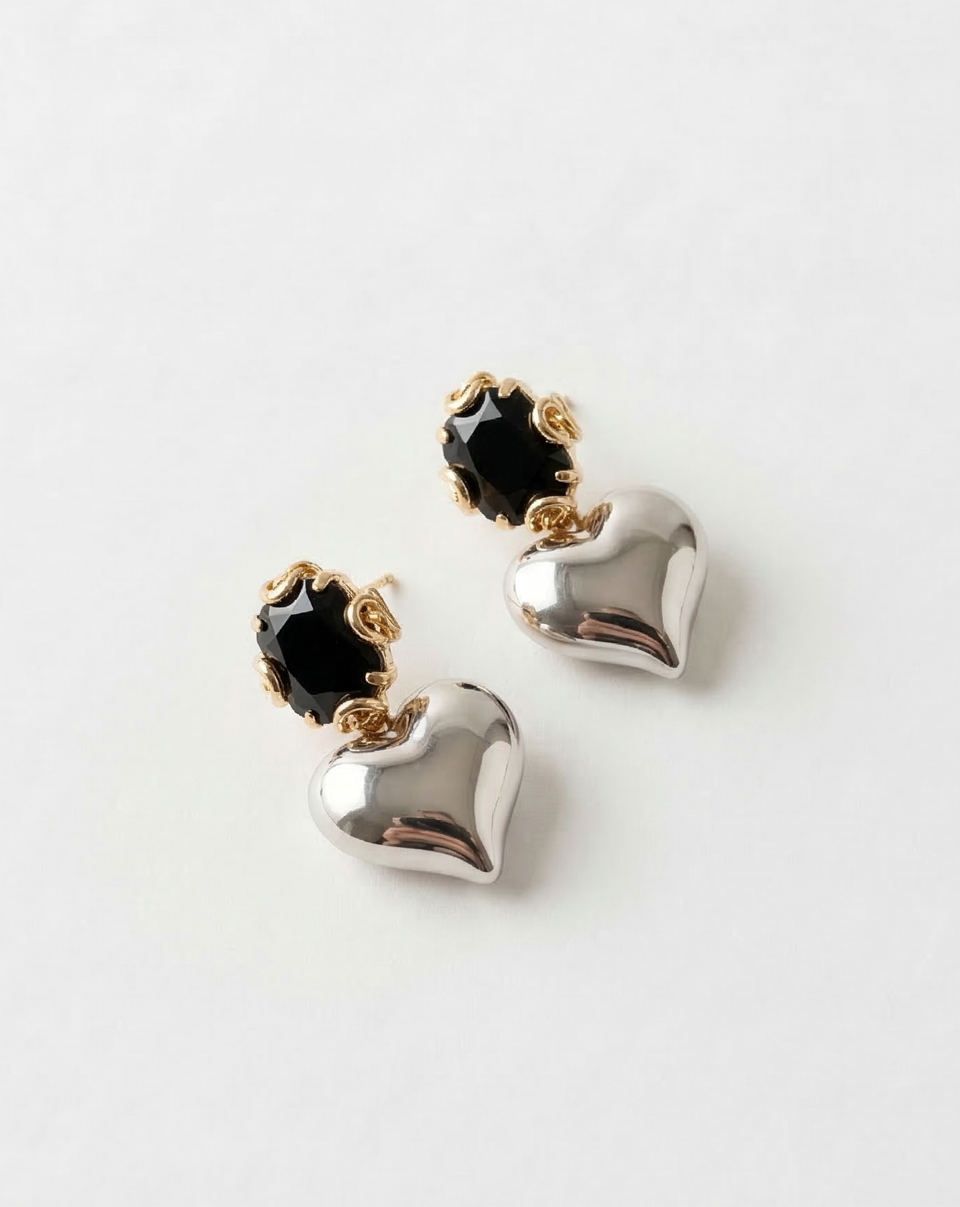 Midnight Heart Drop Earrings