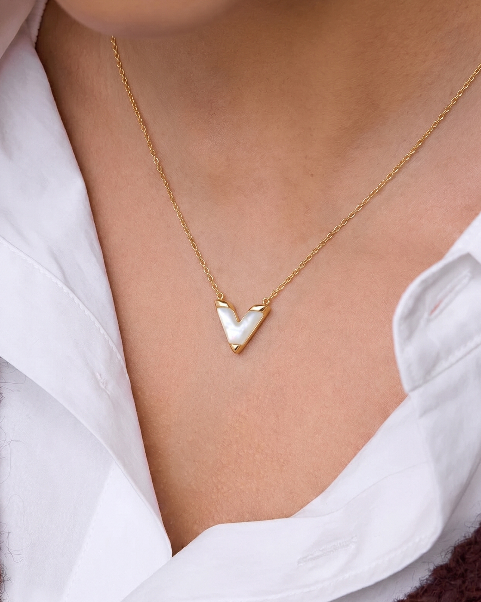 The White V Necklace