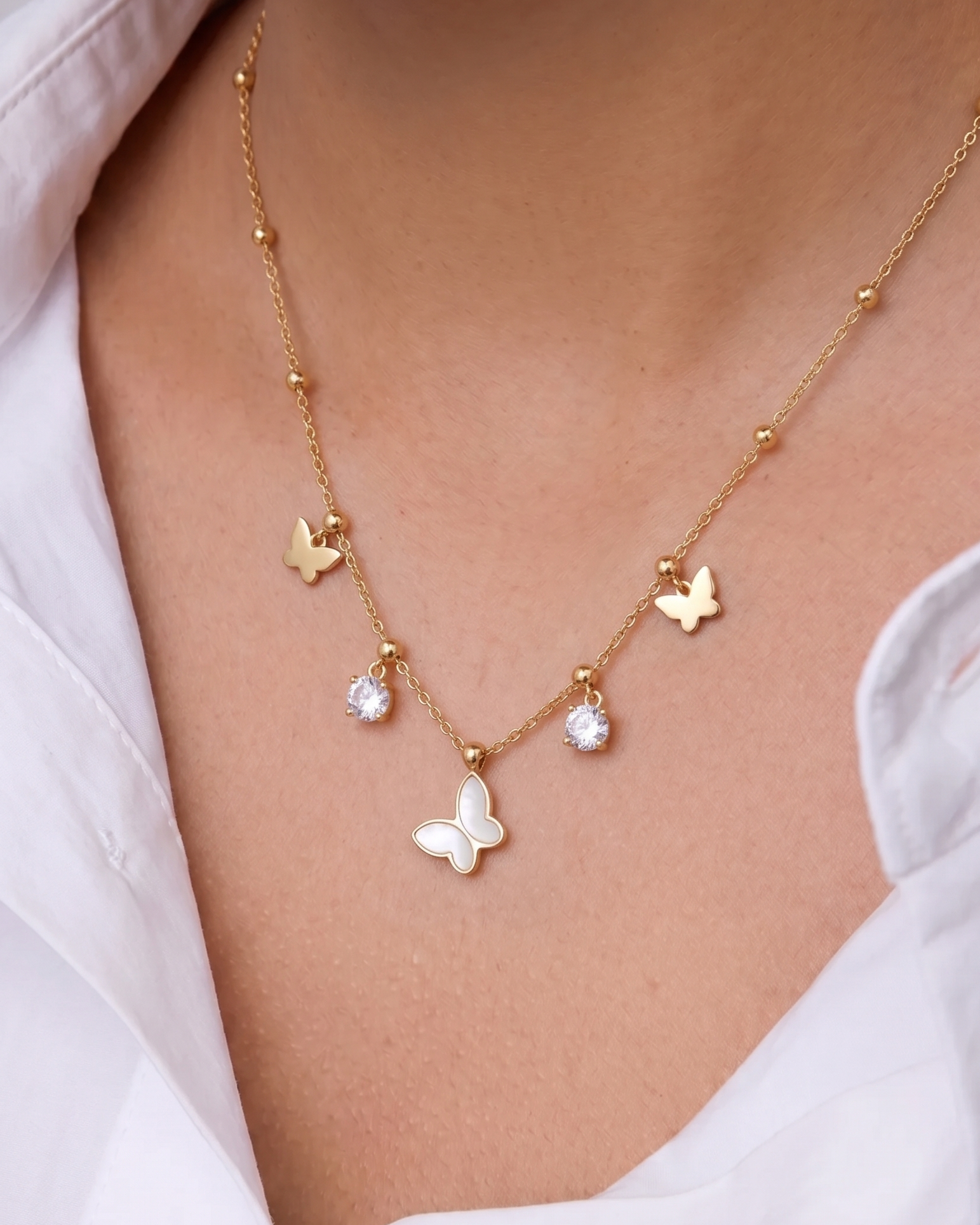 Bead & Butterfly Necklace