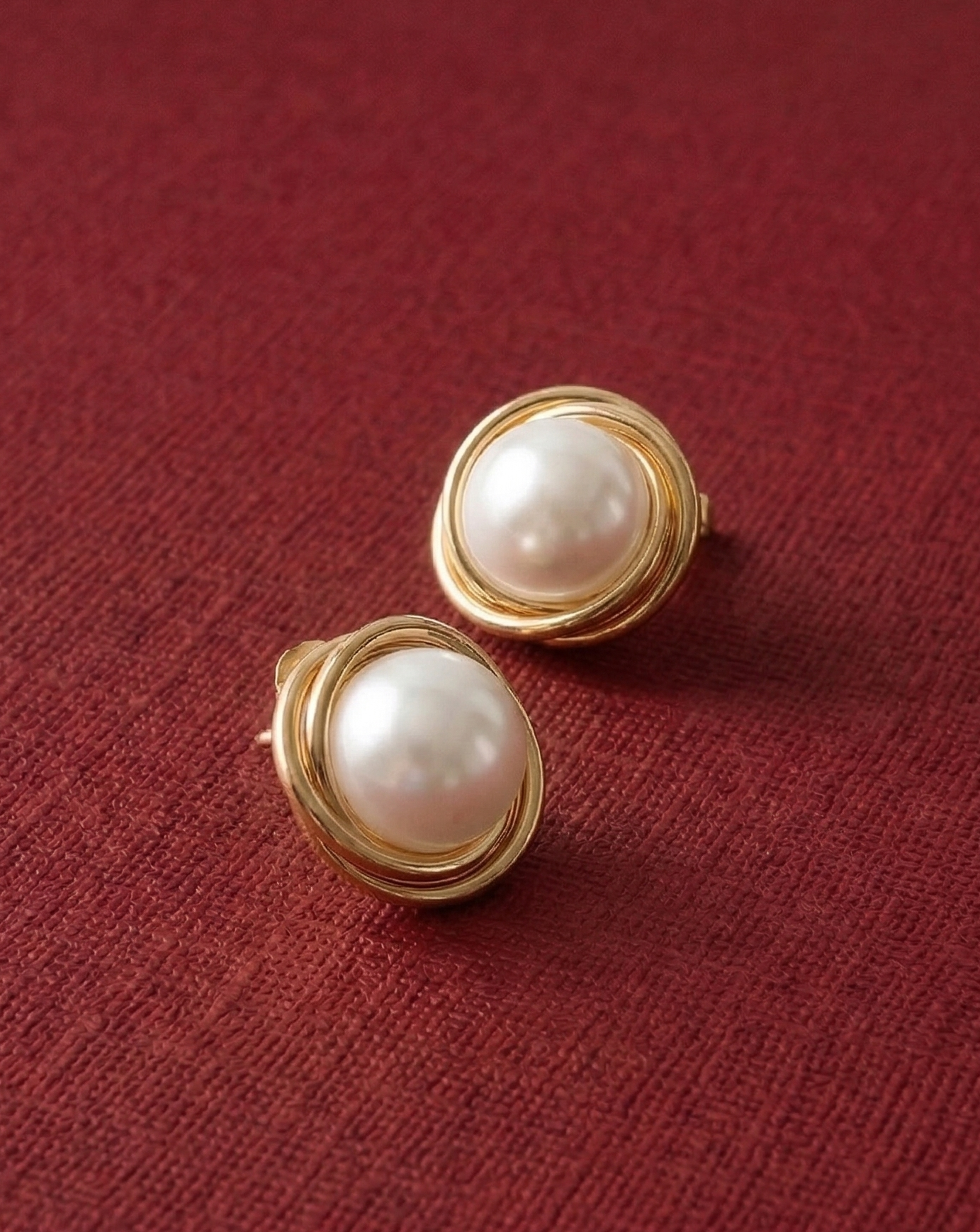 Halo Pearl Stud Earrings