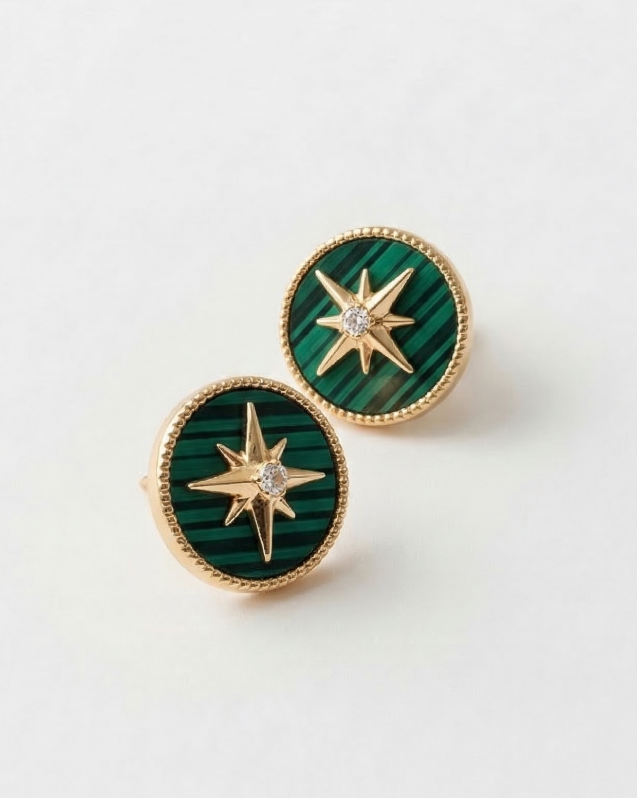 Emerald Compass Stud Earrings