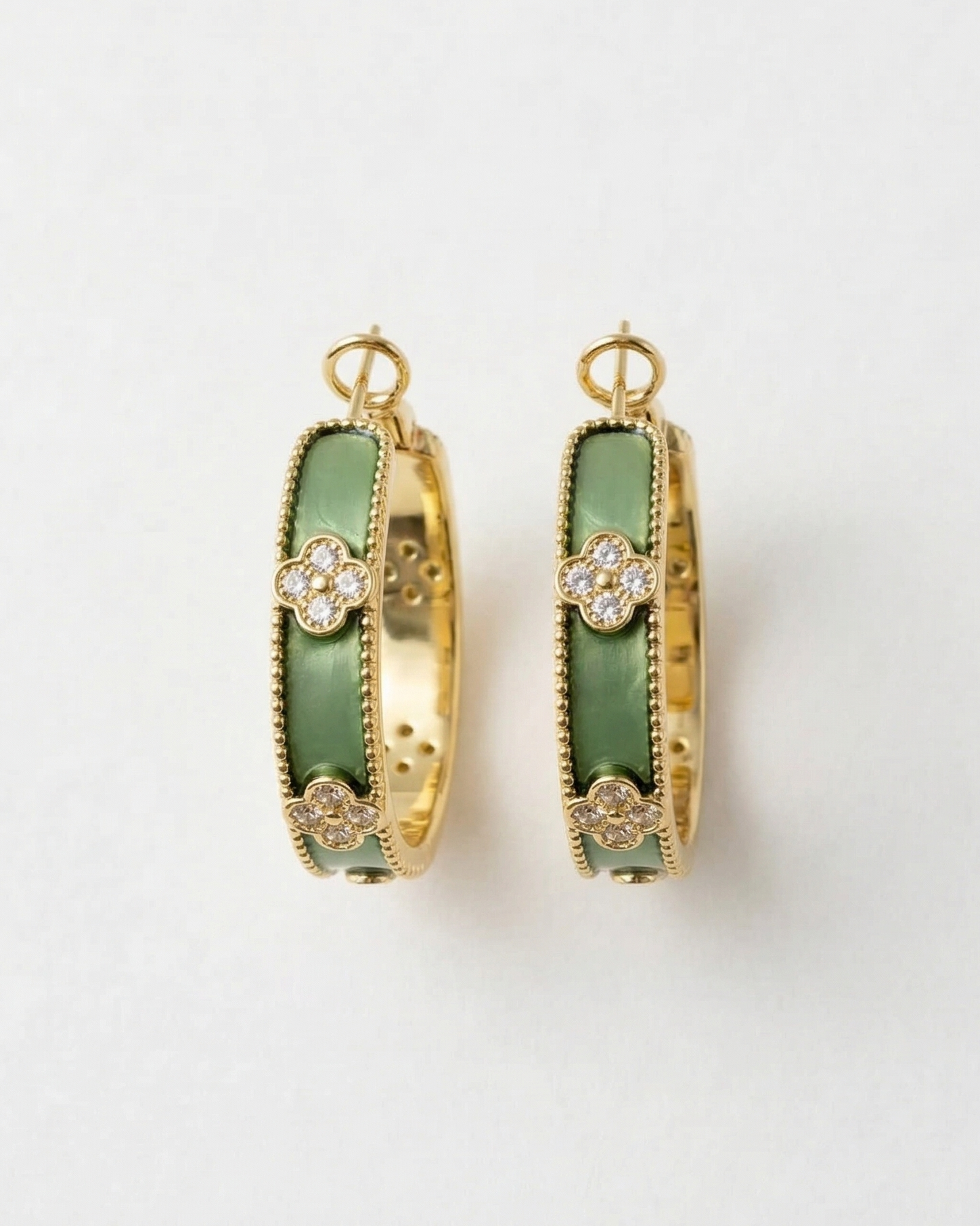 Jade Fleur Hoop Earrings
