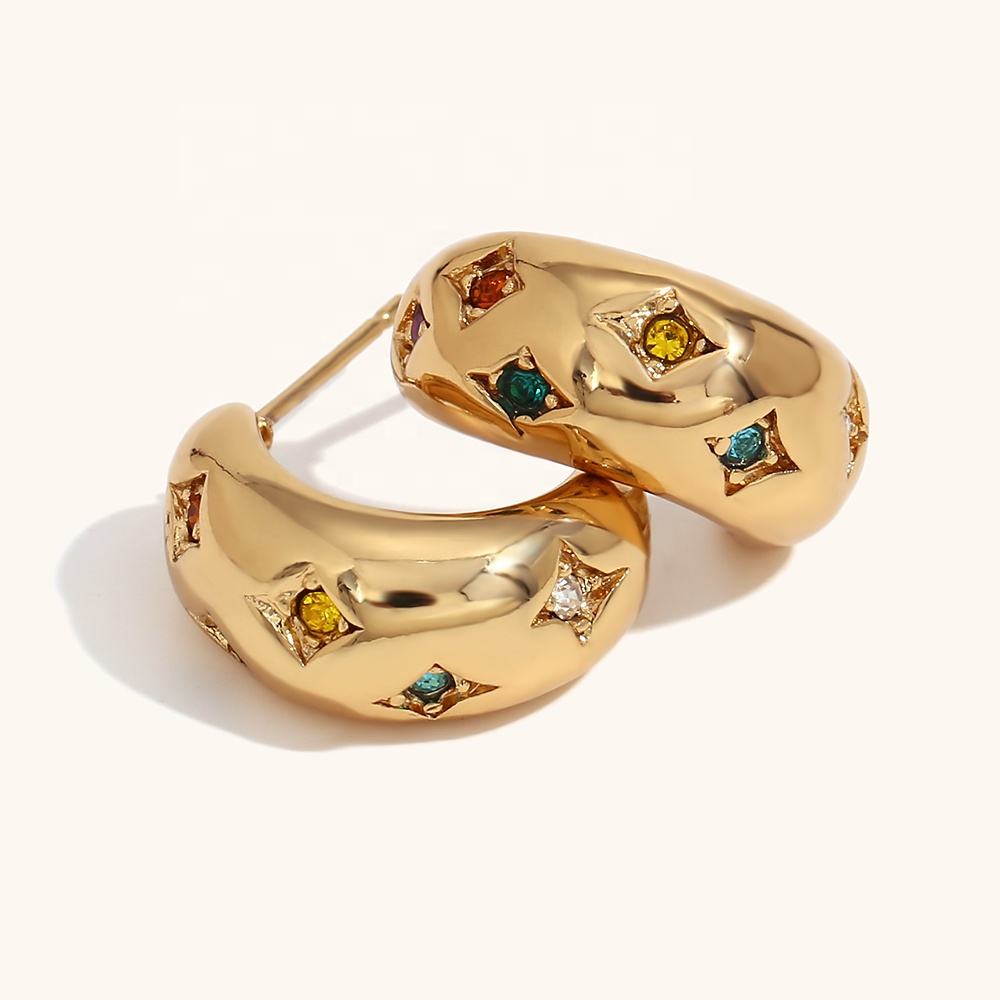 Riga Stones Hoop Earrings