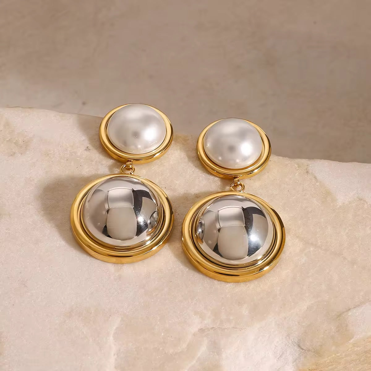 Two Toned Statement Earrings