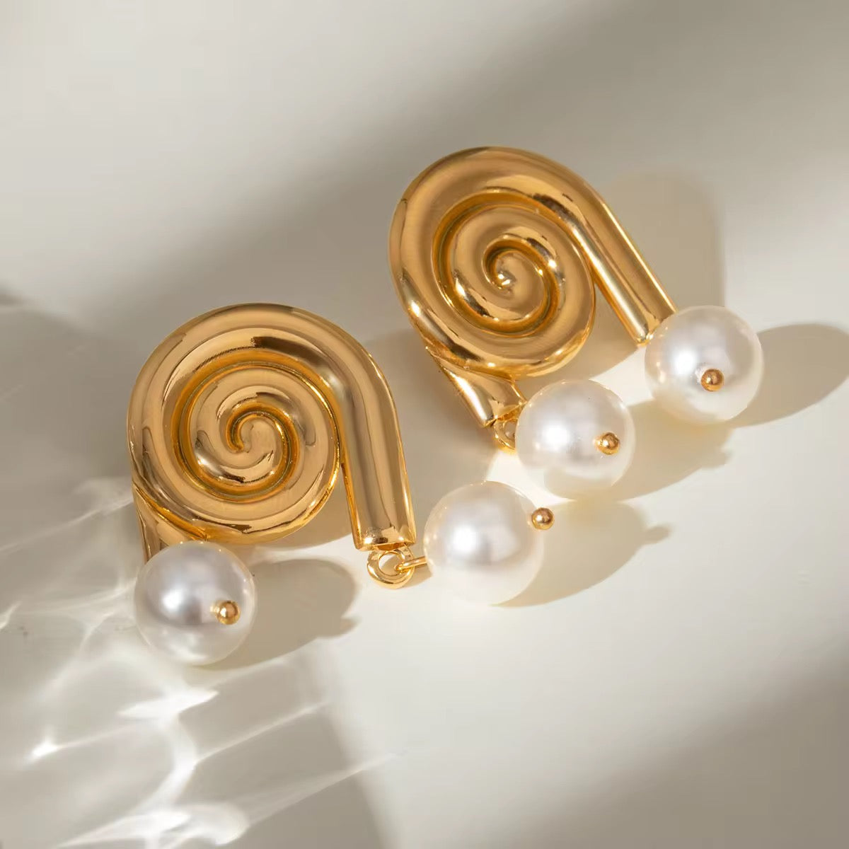 Aurielle Spiral Pearl Earrings