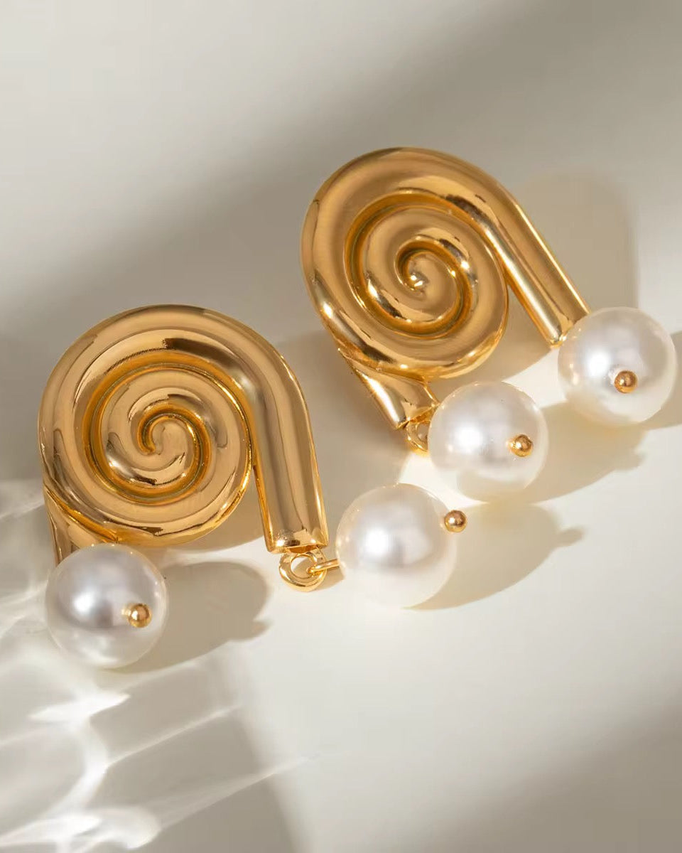 Aurielle Spiral Pearl Earrings