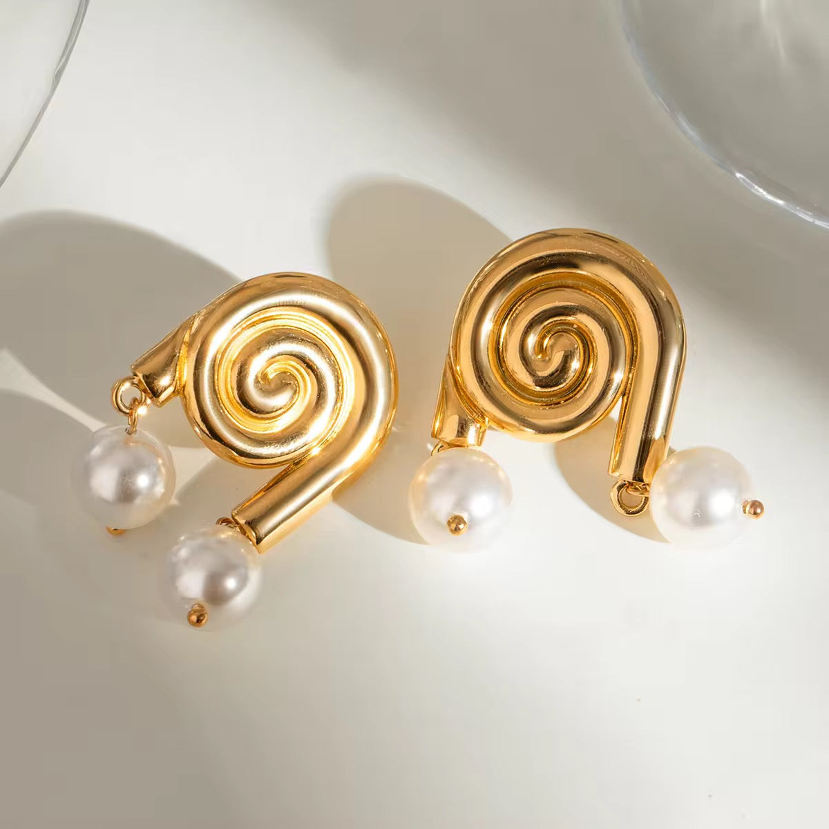 Aurielle Spiral Pearl Earrings